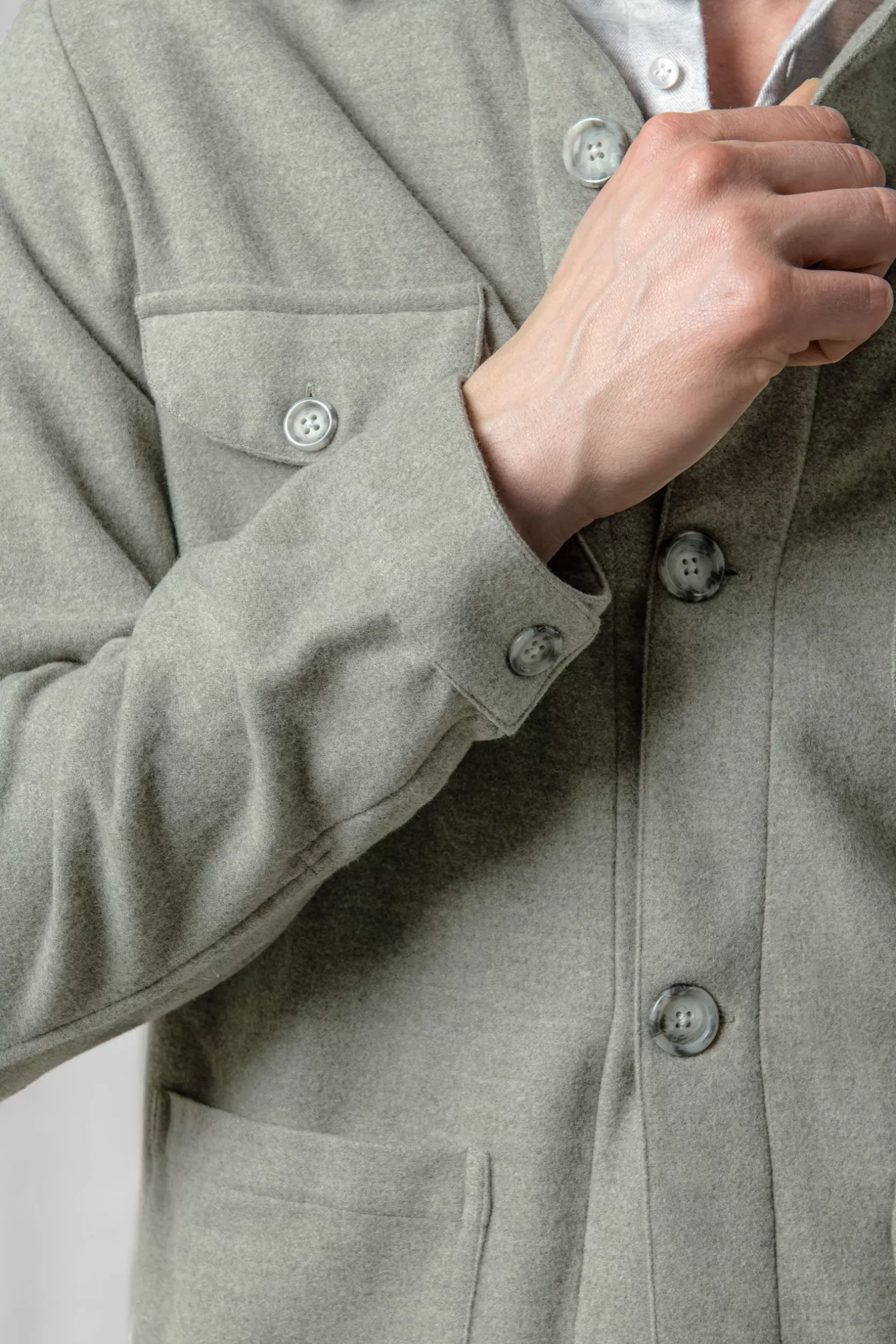 Fashion Pini Parma Giacca Safari In Flanella Super 180s – Made In Italy Salvia