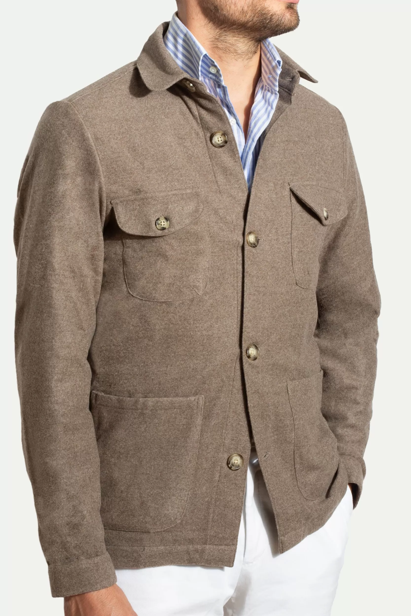 Sale Pini Parma Giacca Safari Taupe Flanella Super 180s – Made In Italy Talpa
