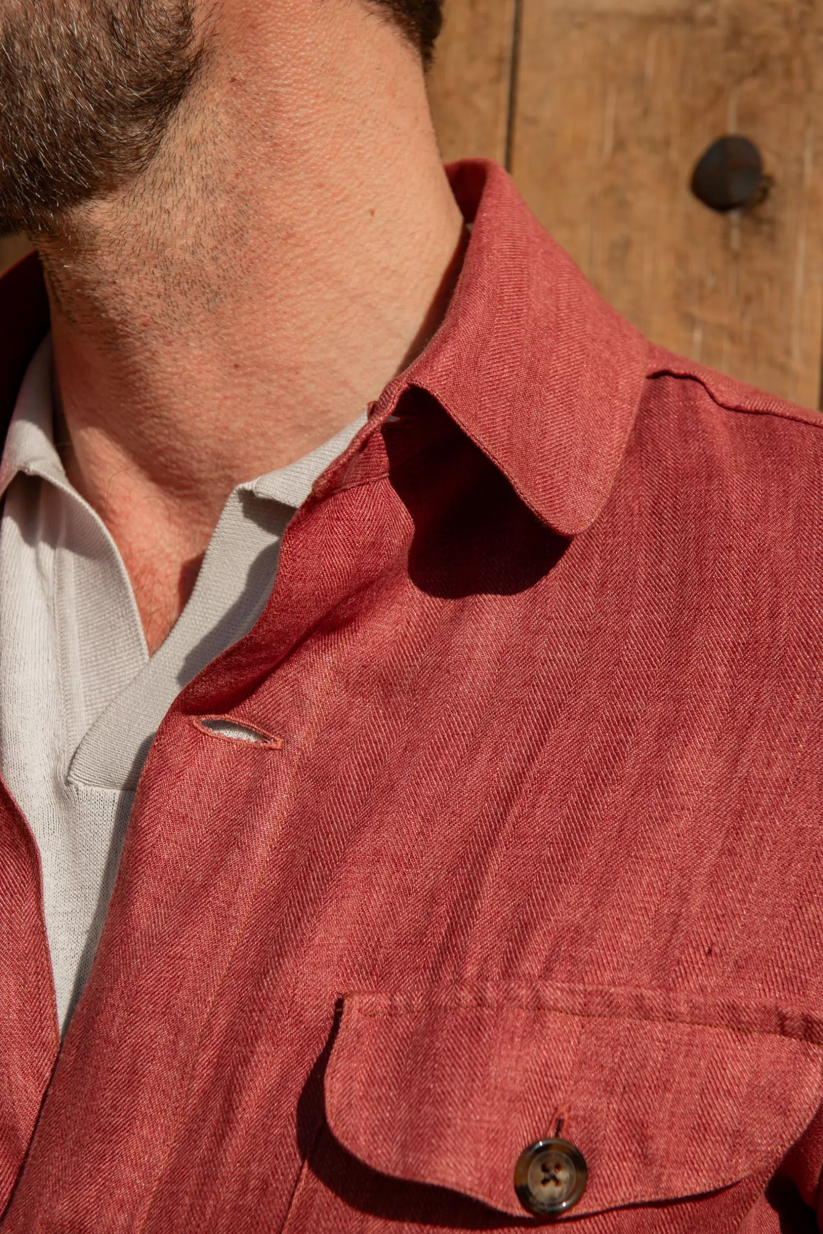 Discount Pini Parma Giacca Sahariana In Lino Spina Di Pesce Rossa – Made In Italy Rosso