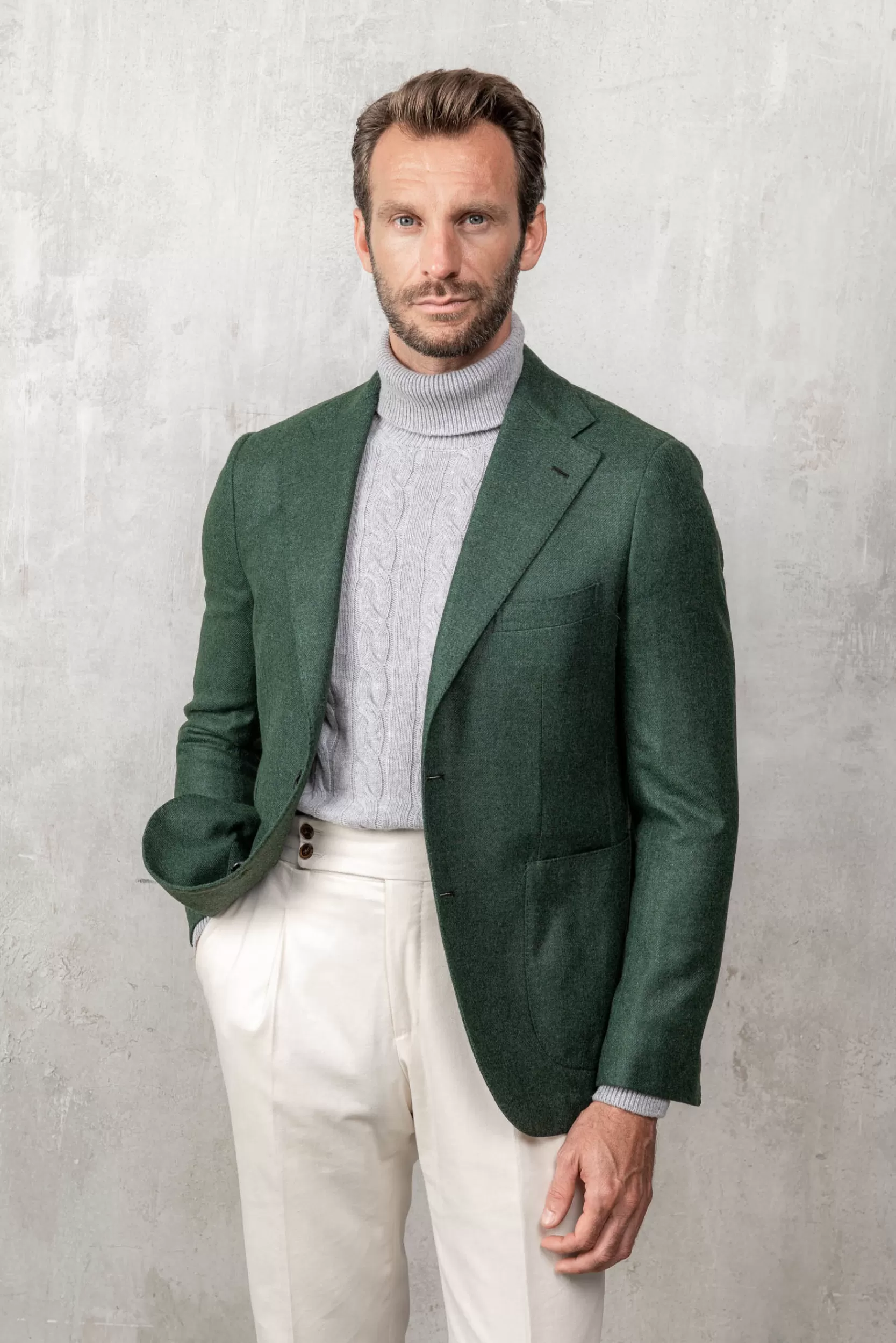Outlet Pini Parma Giacca In Lana E Cashmere Loro Piana - Made In Italy Verde