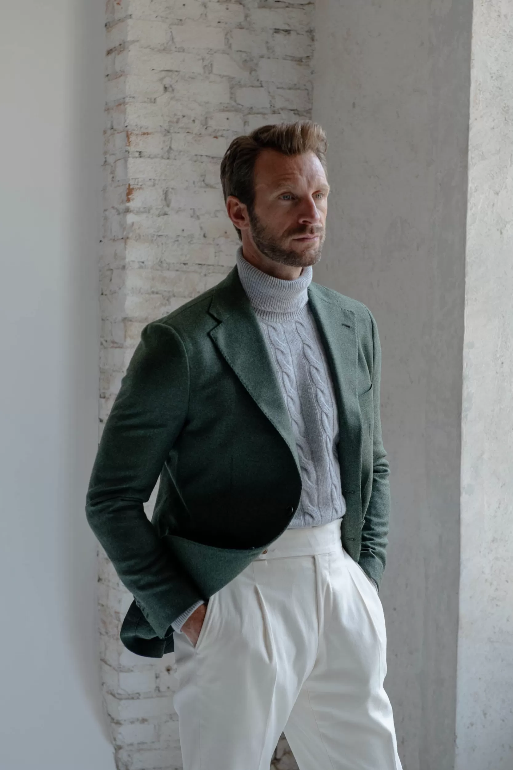 Outlet Pini Parma Giacca In Lana E Cashmere Loro Piana - Made In Italy Verde