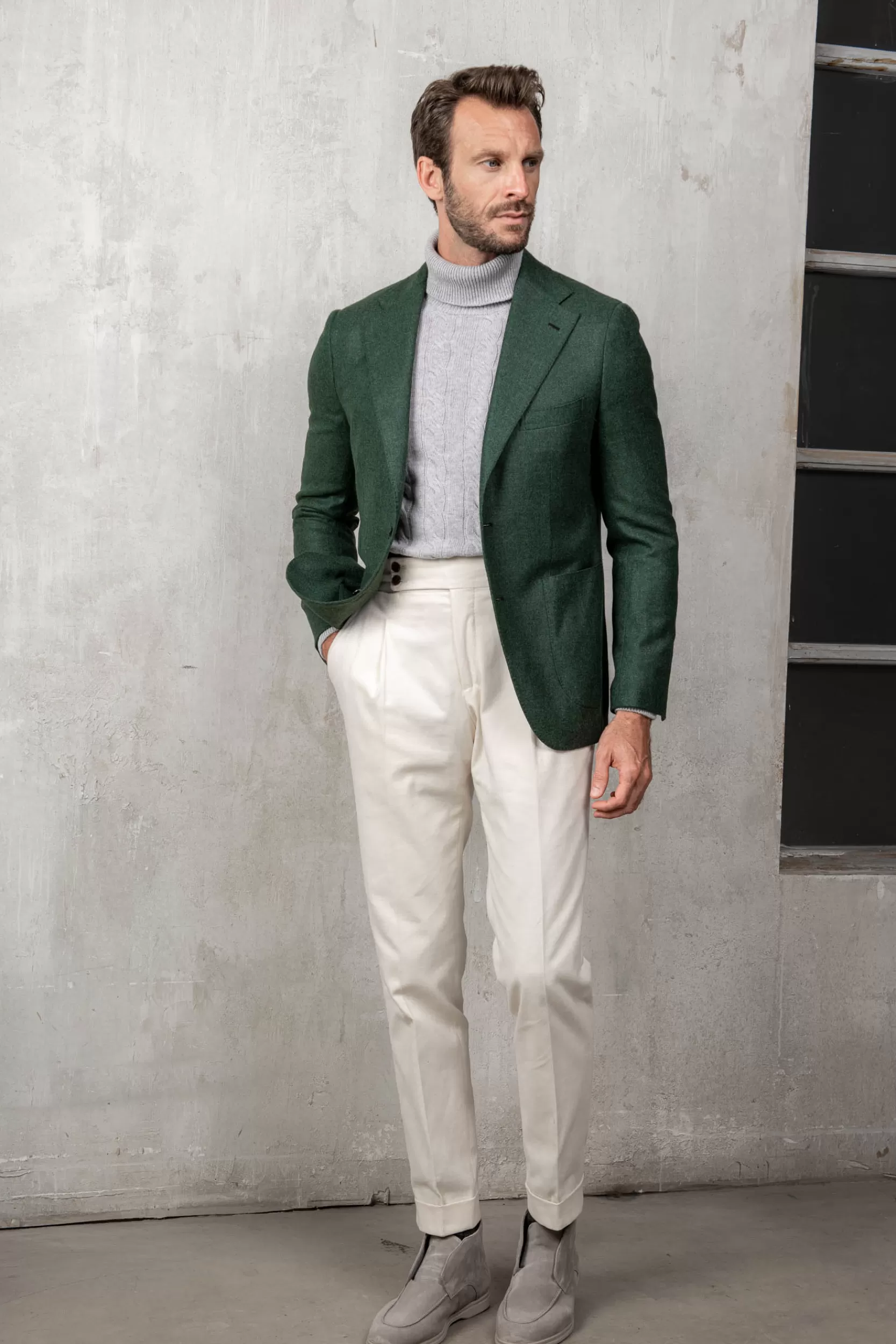 Outlet Pini Parma Giacca In Lana E Cashmere Loro Piana - Made In Italy Verde