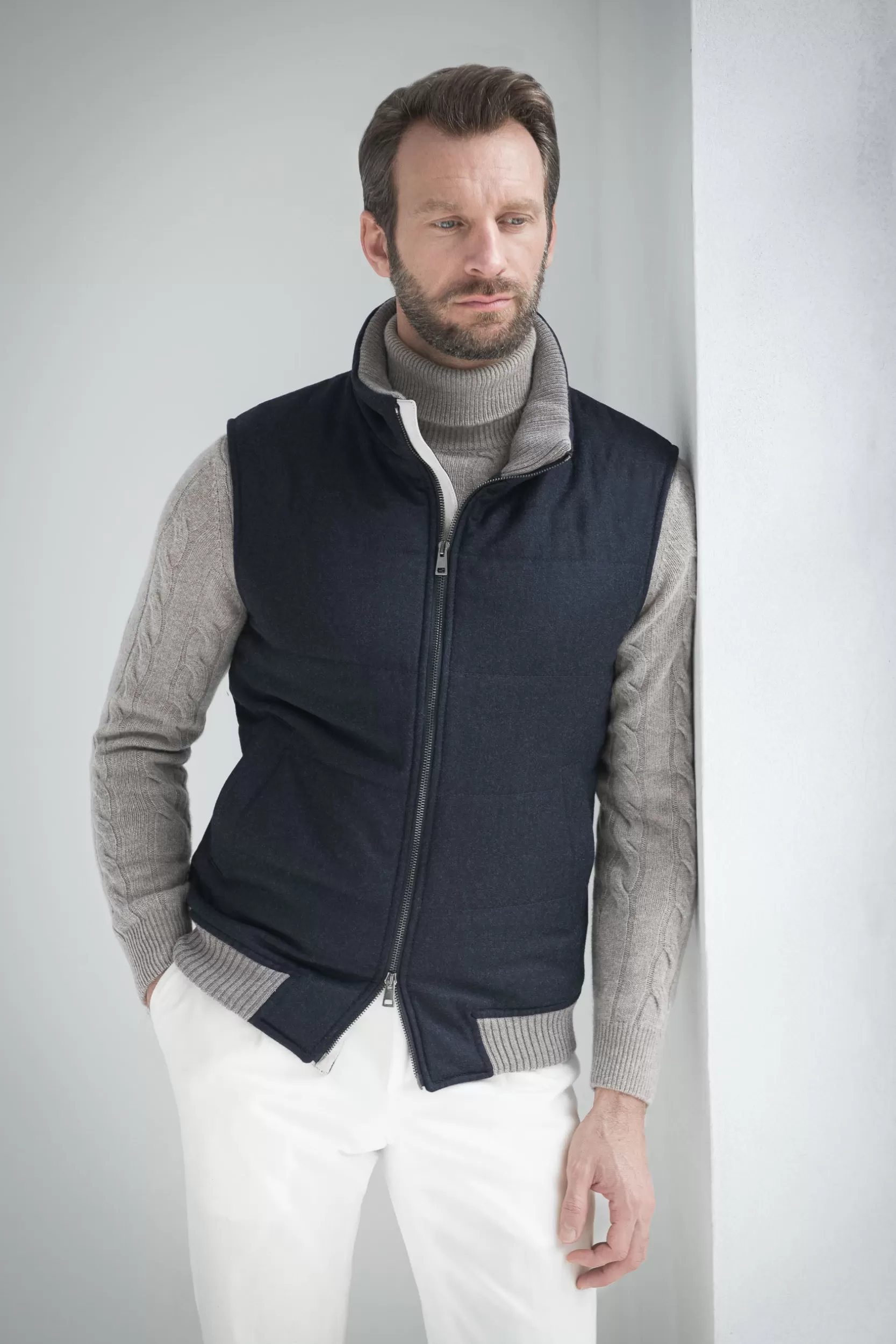 Fashion Pini Parma Gilet In Piumino In Lana E Cashmere Loro Piana – Made In Italy Blu