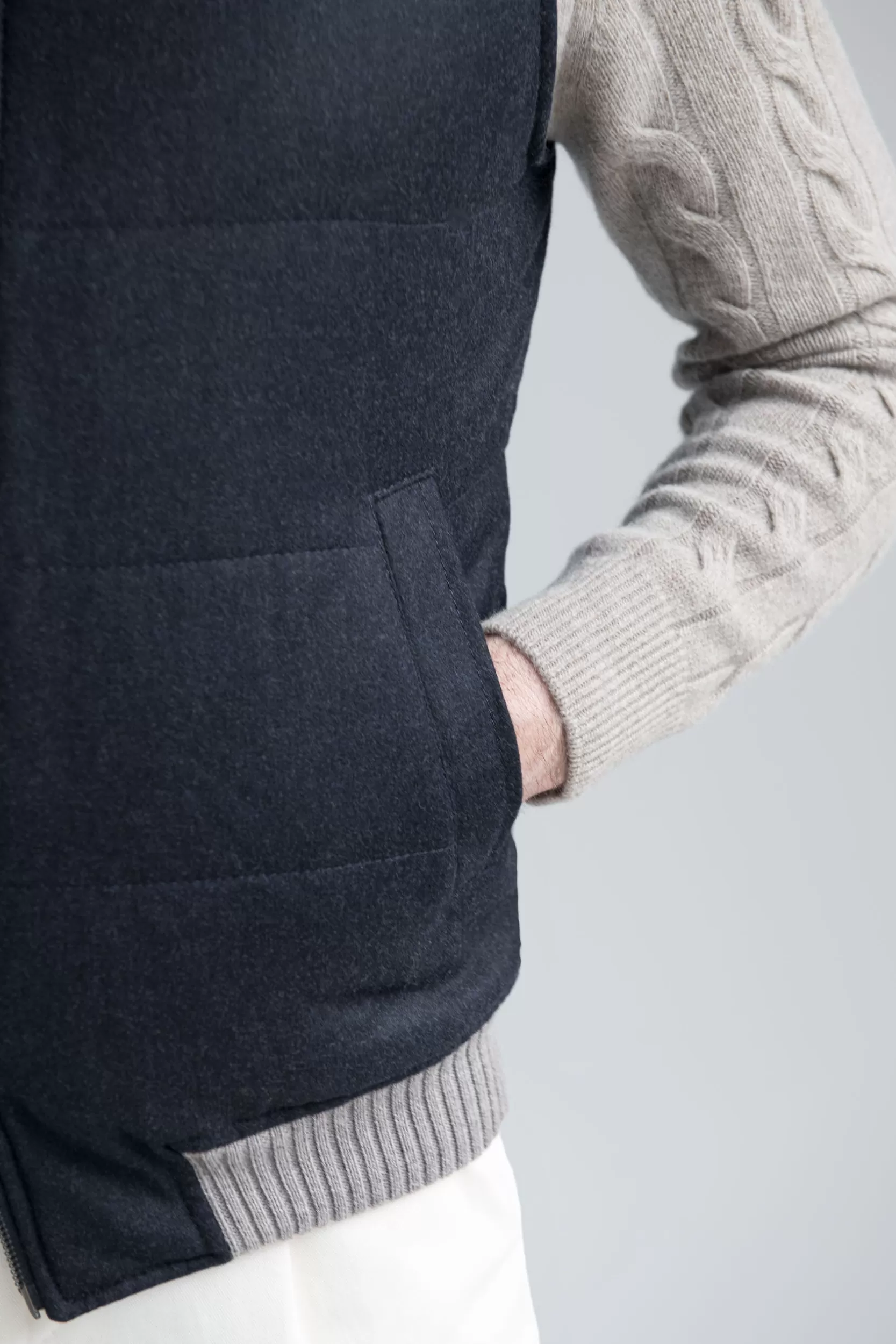 Fashion Pini Parma Gilet In Piumino In Lana E Cashmere Loro Piana – Made In Italy Blu