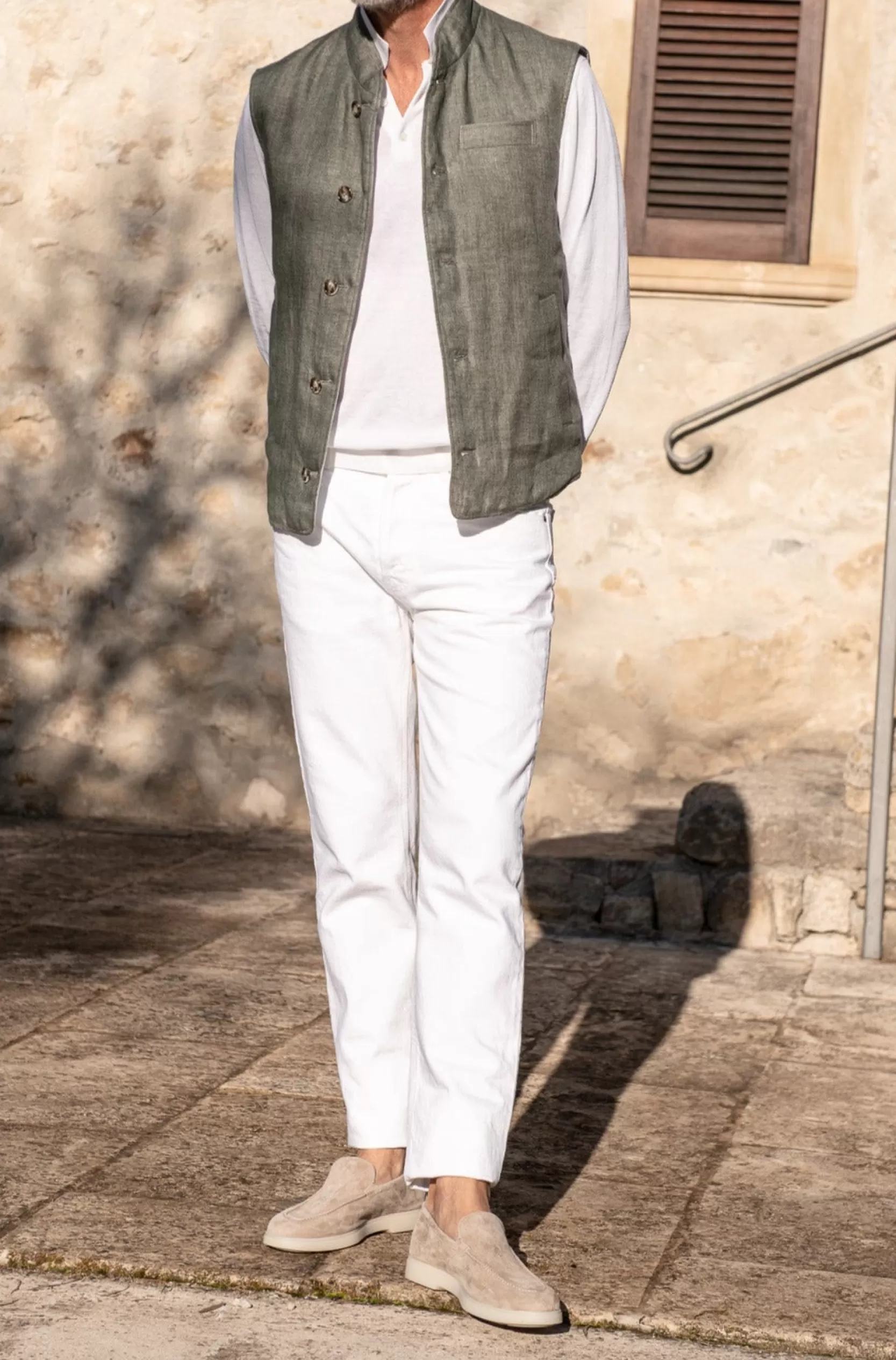 Shop Pini Parma Gilet Reversibile In Piumino Di Lino Salvia – Made In Italy