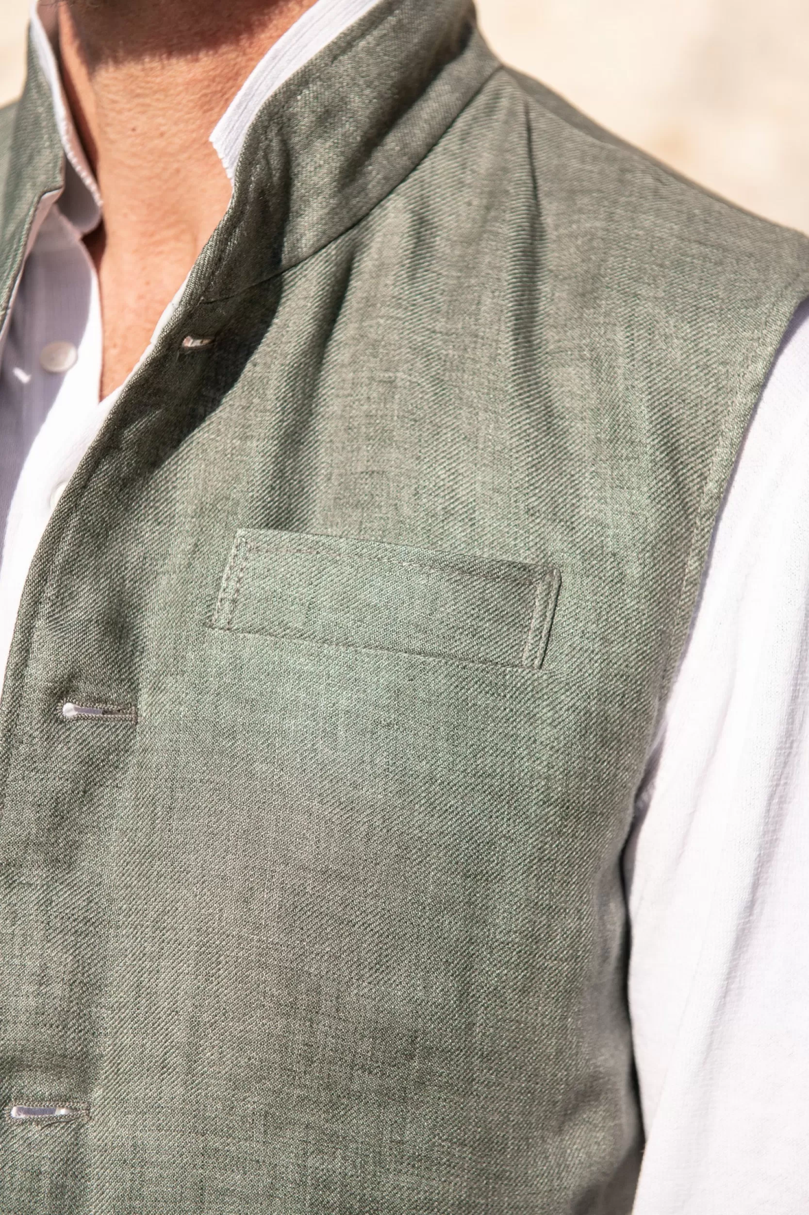 Shop Pini Parma Gilet Reversibile In Piumino Di Lino Salvia – Made In Italy