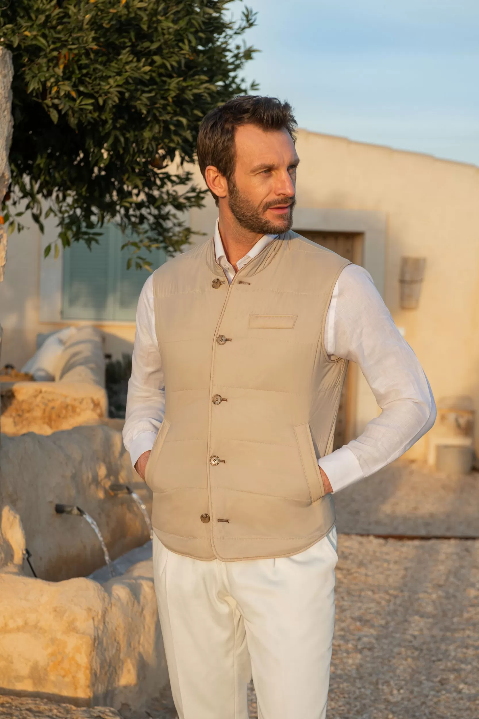 Flash Sale Pini Parma Gilet Reversibile Ruggine E Beige In Tessuto Loro Piana – Made In Italy