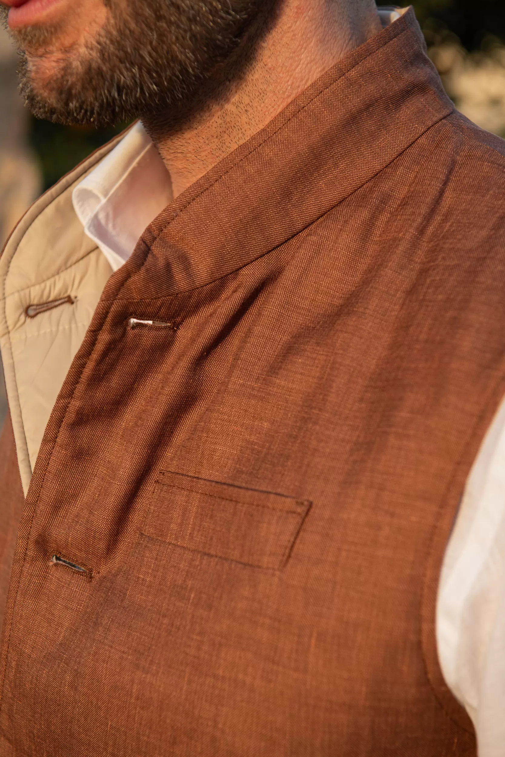 Flash Sale Pini Parma Gilet Reversibile Ruggine E Beige In Tessuto Loro Piana – Made In Italy