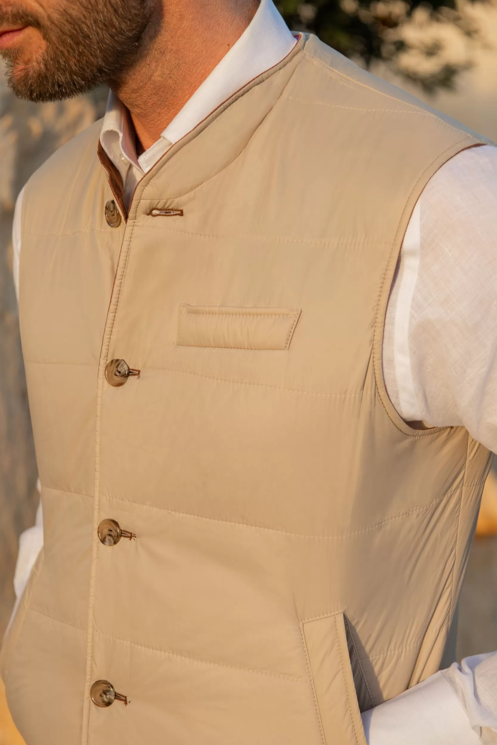 Flash Sale Pini Parma Gilet Reversibile Ruggine E Beige In Tessuto Loro Piana – Made In Italy