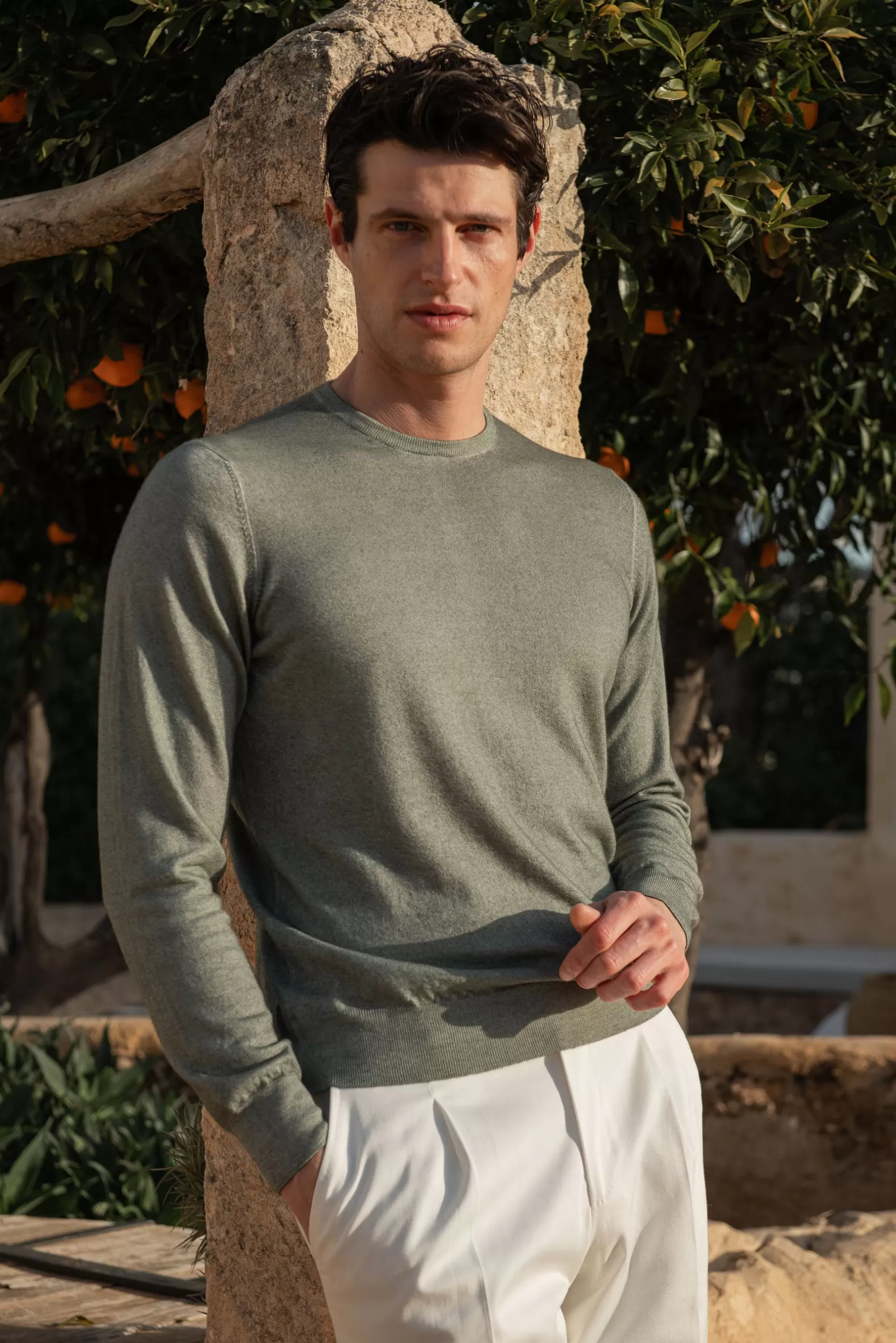 Outlet Pini Parma Girocollo In Cashmere Superleggero – Made In Italy Verde
