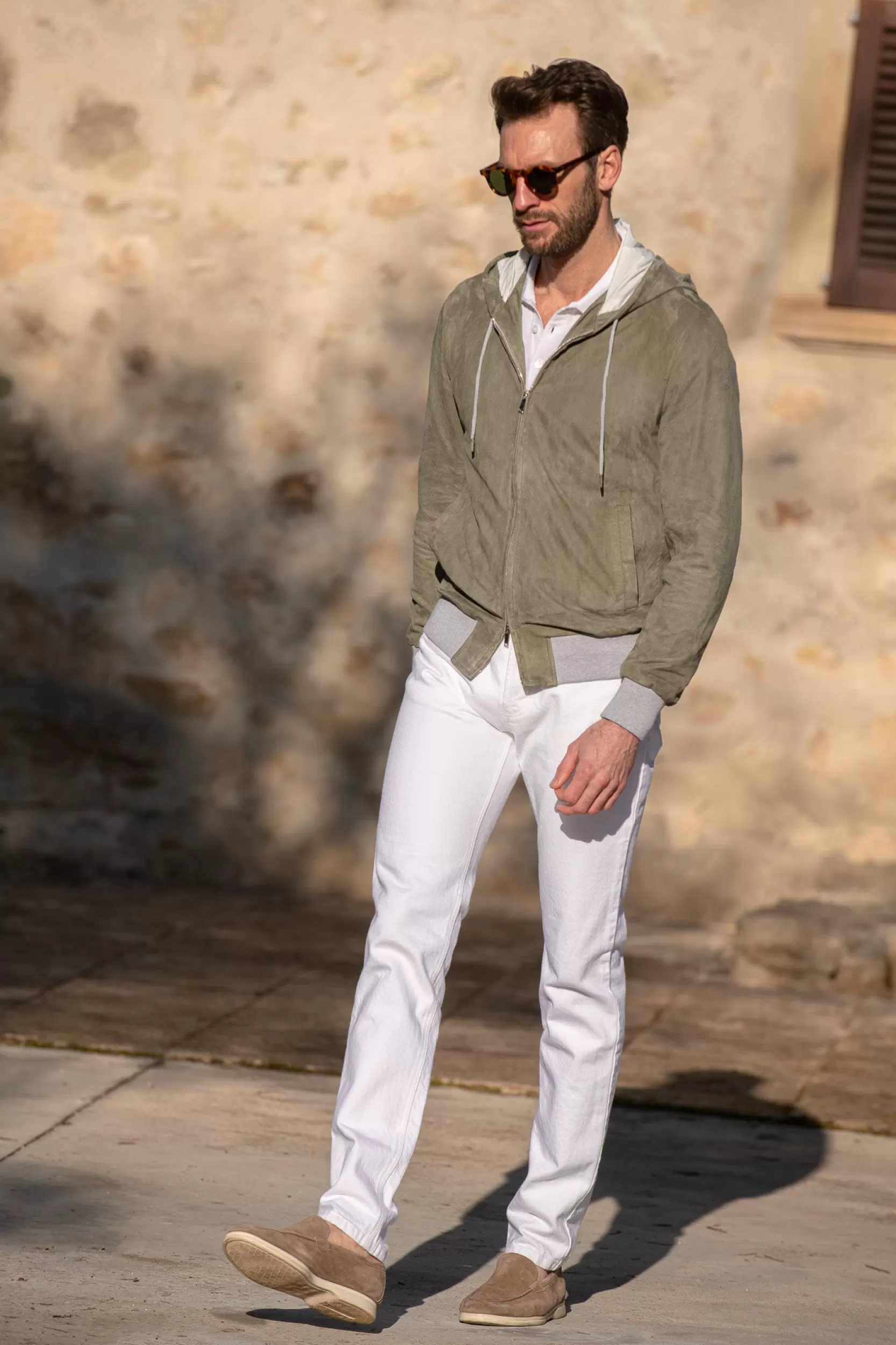 Cheap Pini Parma Giubbotto Bomber Con Cappuccio In Suede Salvia – Made In Italy