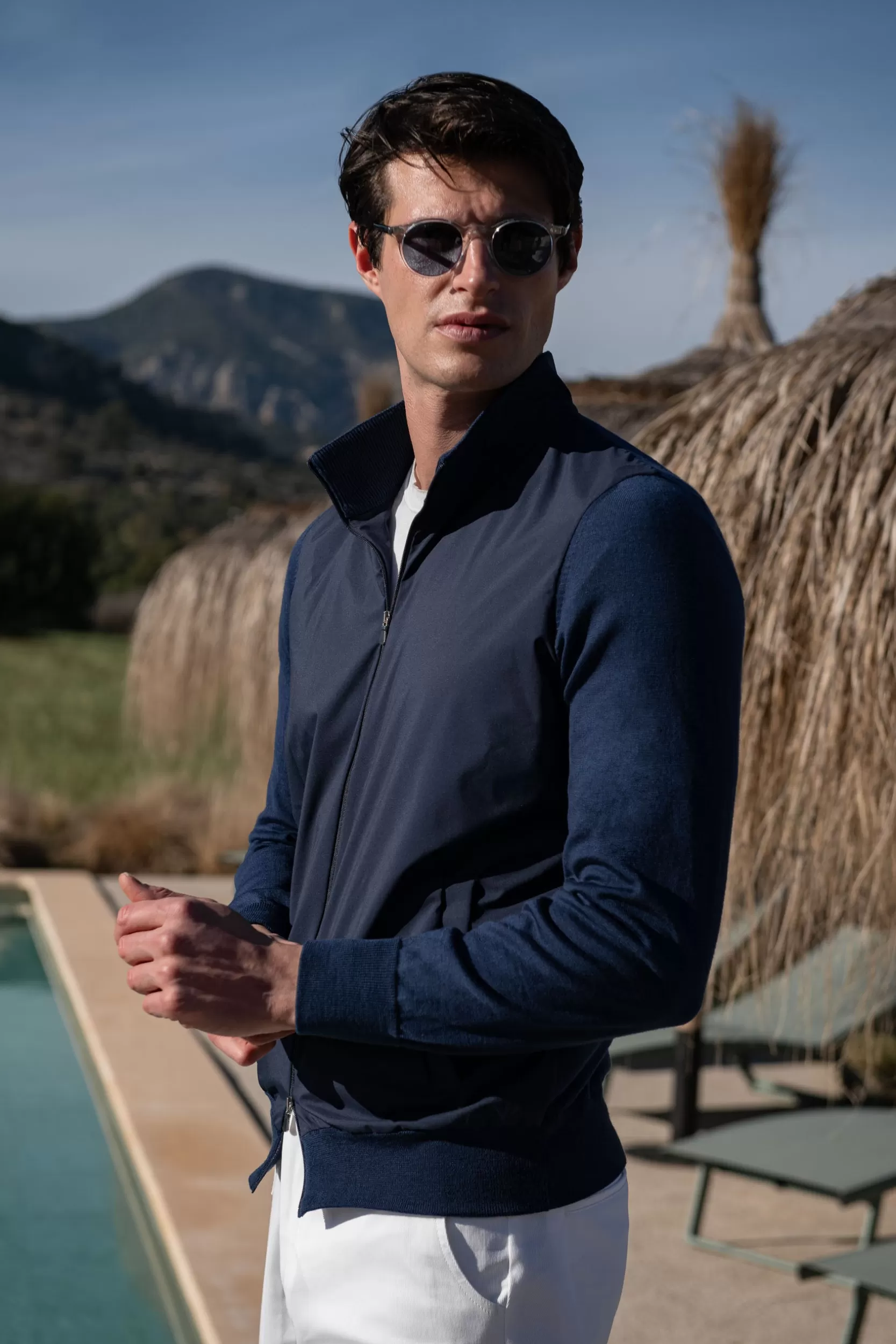 Outlet Pini Parma Giubbotto Bomber In Maglia E Nylon – Made In Italy Blu