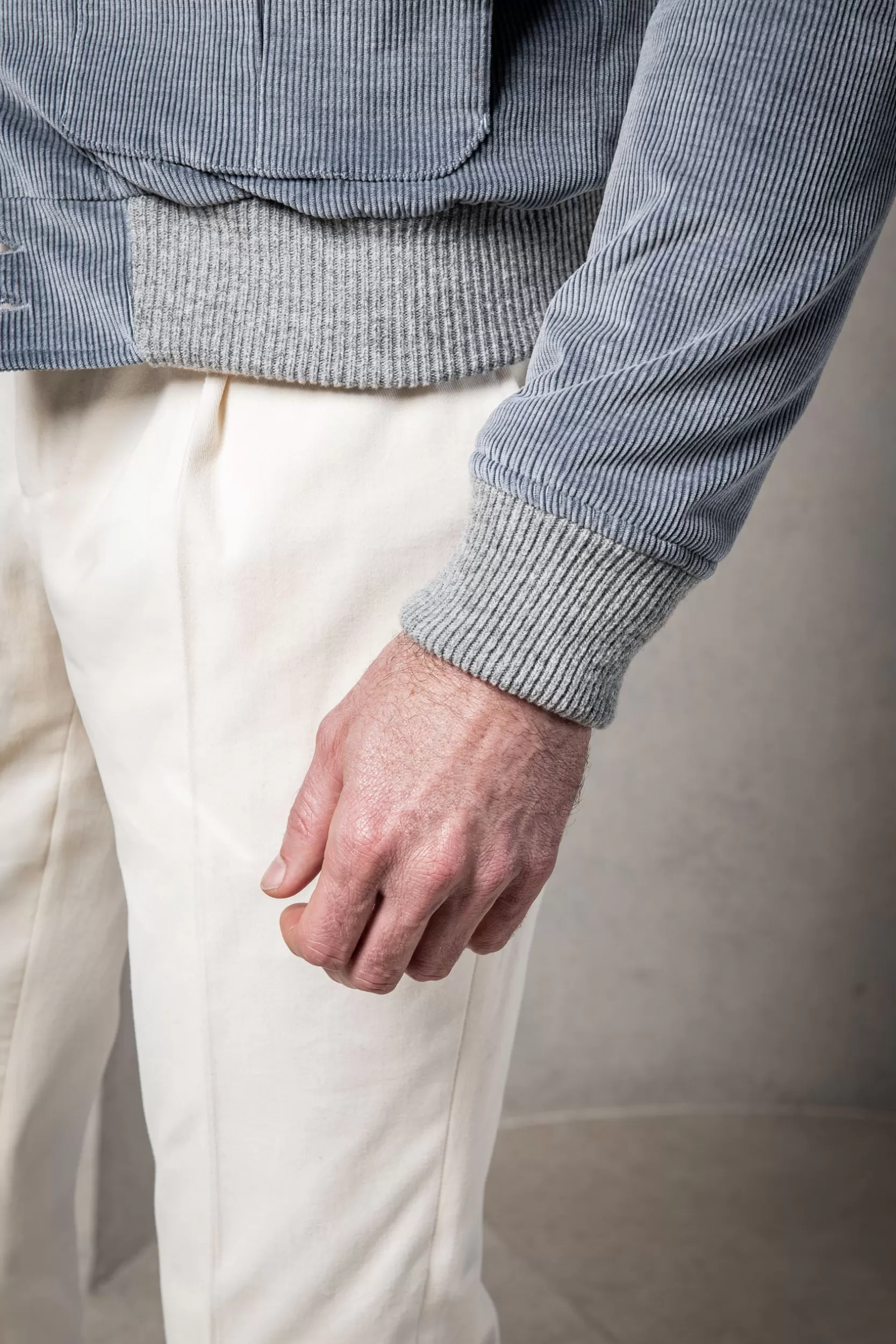 Store Pini Parma Giubbotto Bomber In Velluto A Coste – Made In Italy Azzurro