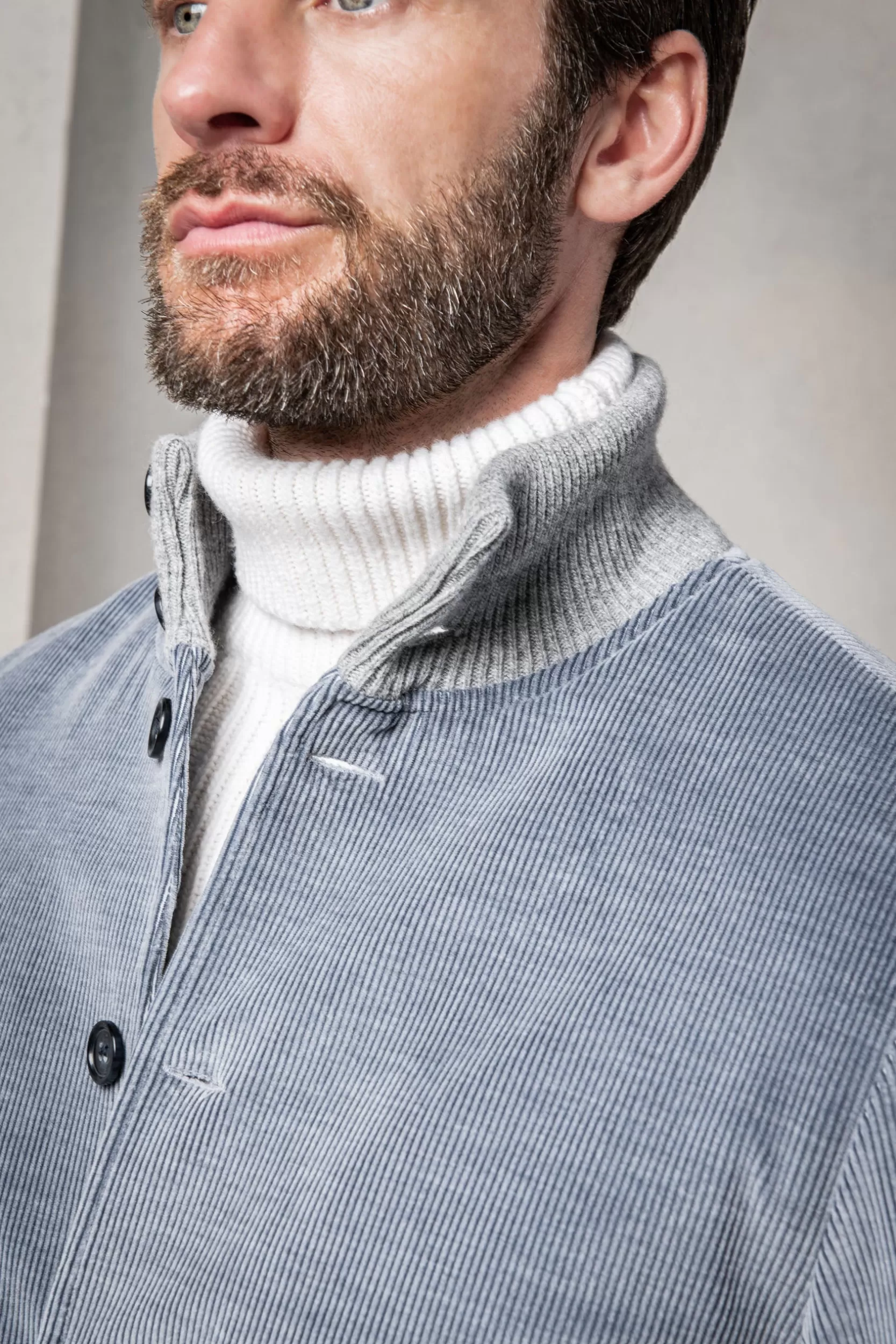 Store Pini Parma Giubbotto Bomber In Velluto A Coste – Made In Italy Azzurro