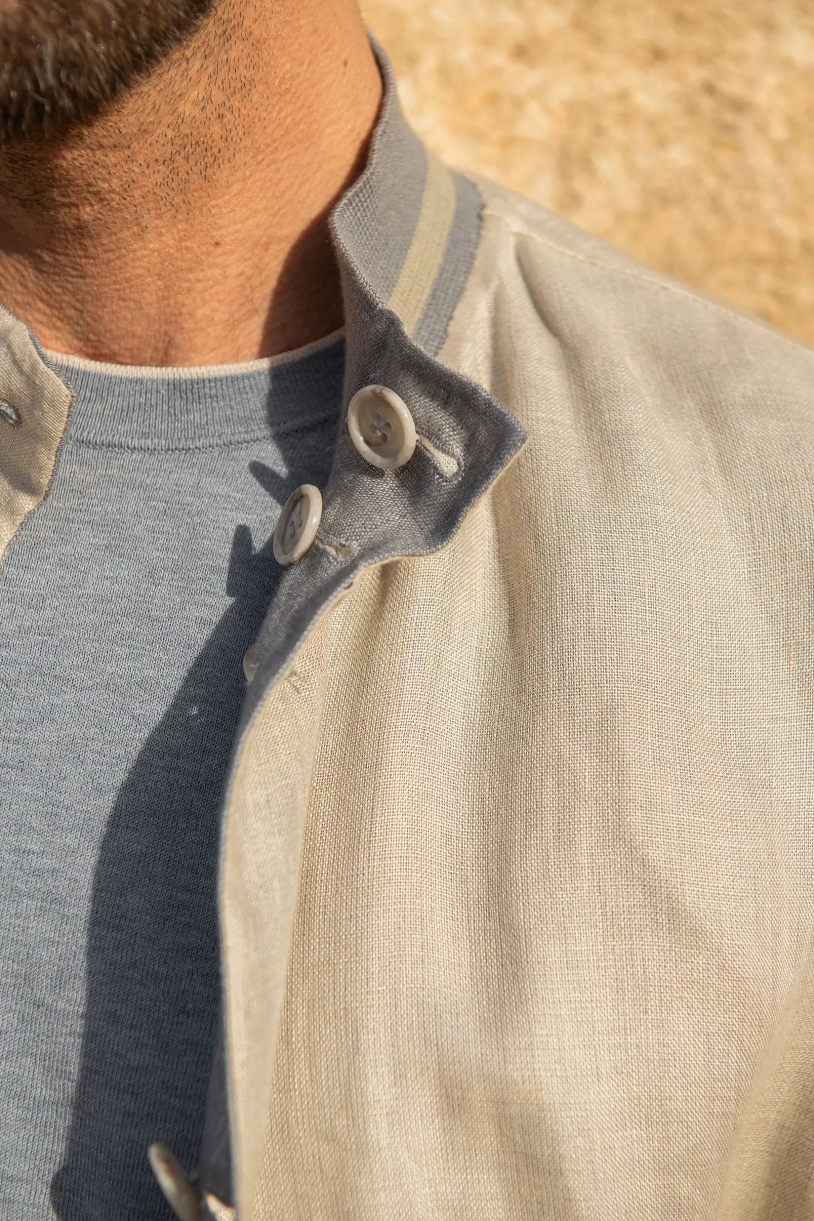 Cheap Pini Parma Giubbotto Bomber Reversibile Grigio Cielo E Beige – Made In Italy