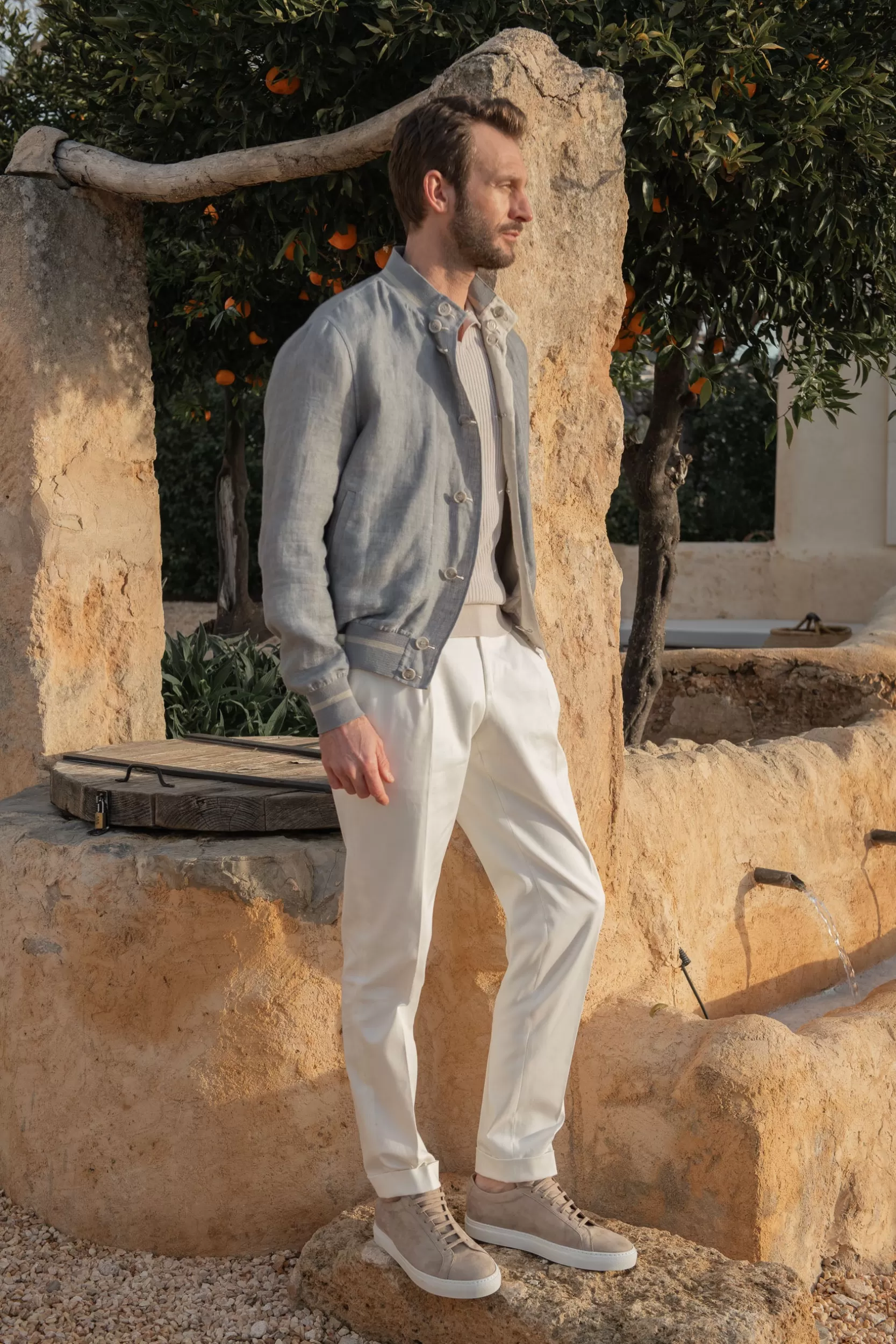 Cheap Pini Parma Giubbotto Bomber Reversibile Grigio Cielo E Beige – Made In Italy