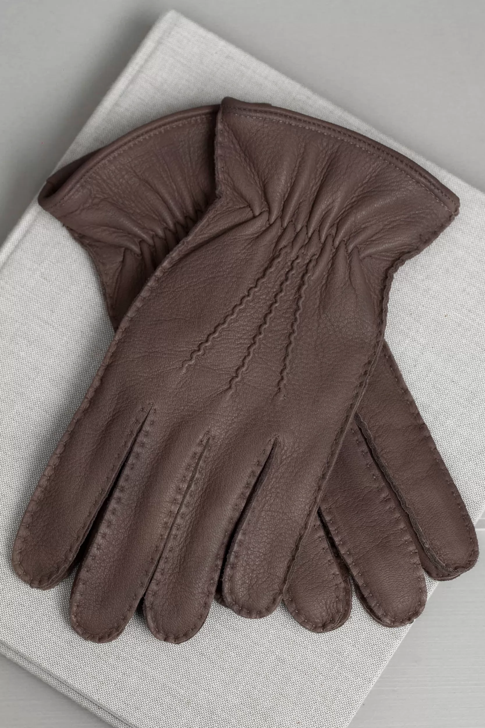Online Pini Parma Guanti In Pelle Di Cervo Foderati In Cashmere Marrone - Made In Italy