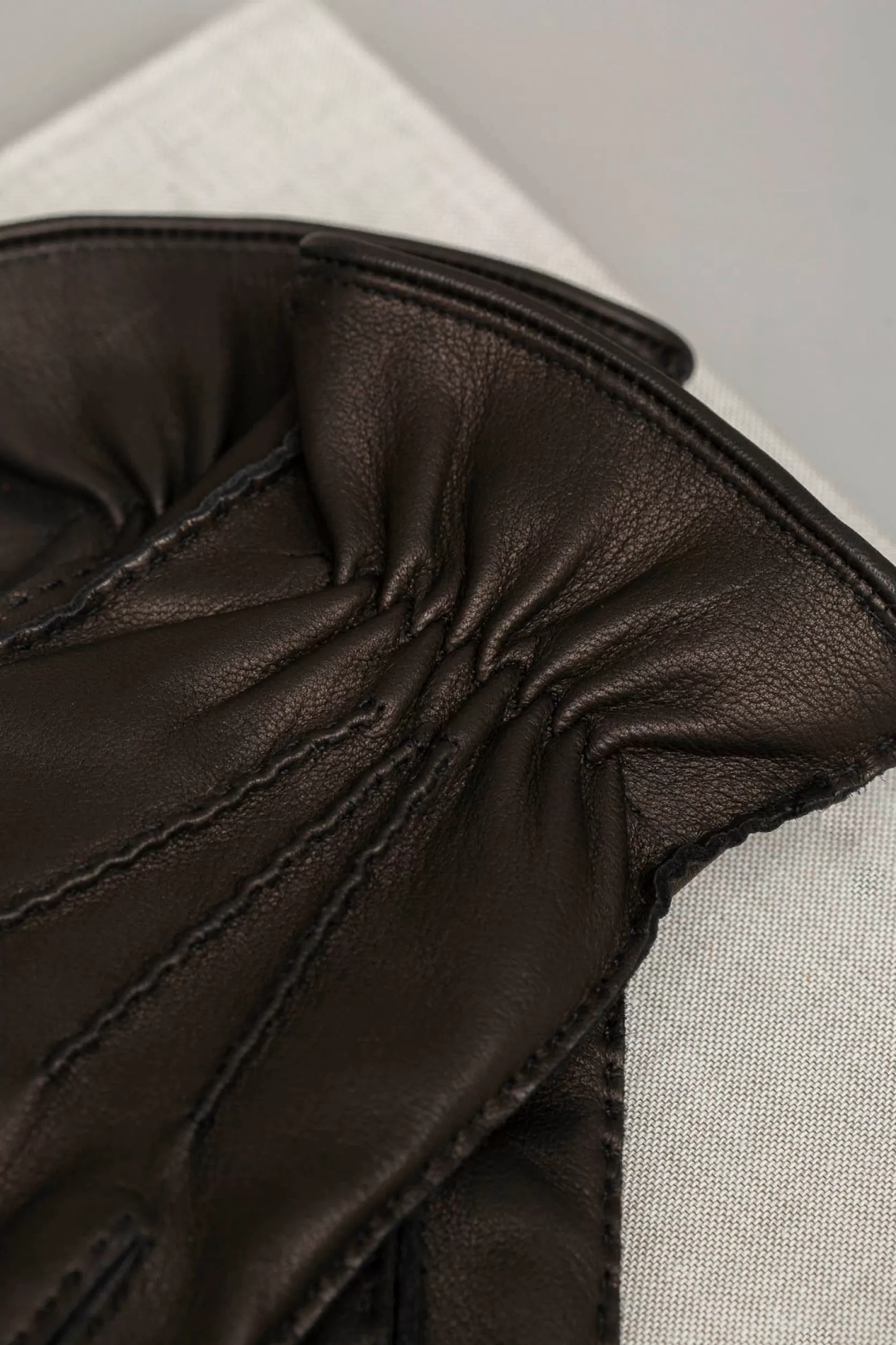 Fashion Pini Parma Guanti In Pelle Di Cervo Foderati In Cashmere - Made In Italy Marrone scuro