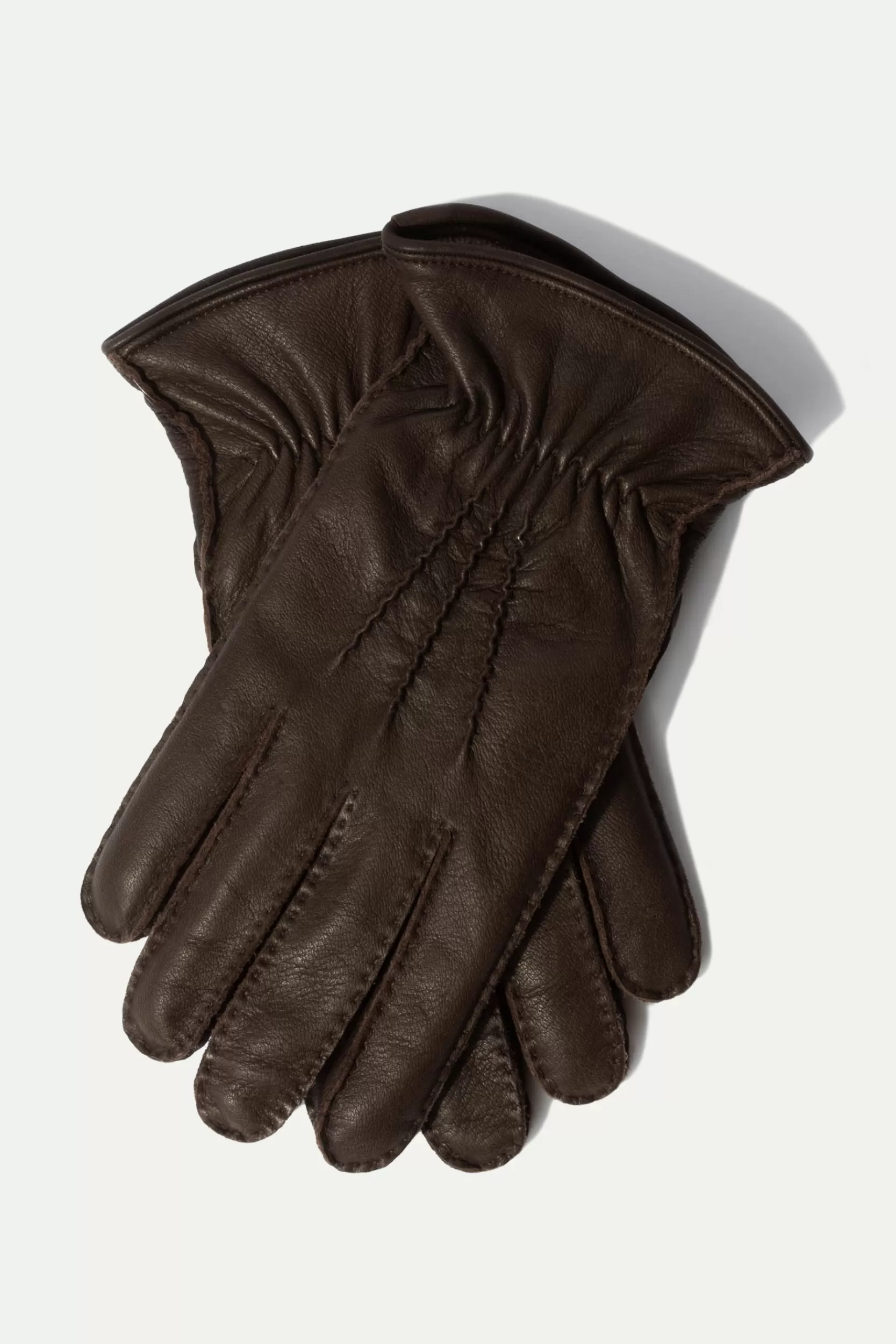 Fashion Pini Parma Guanti In Pelle Di Cervo Foderati In Cashmere - Made In Italy Marrone scuro