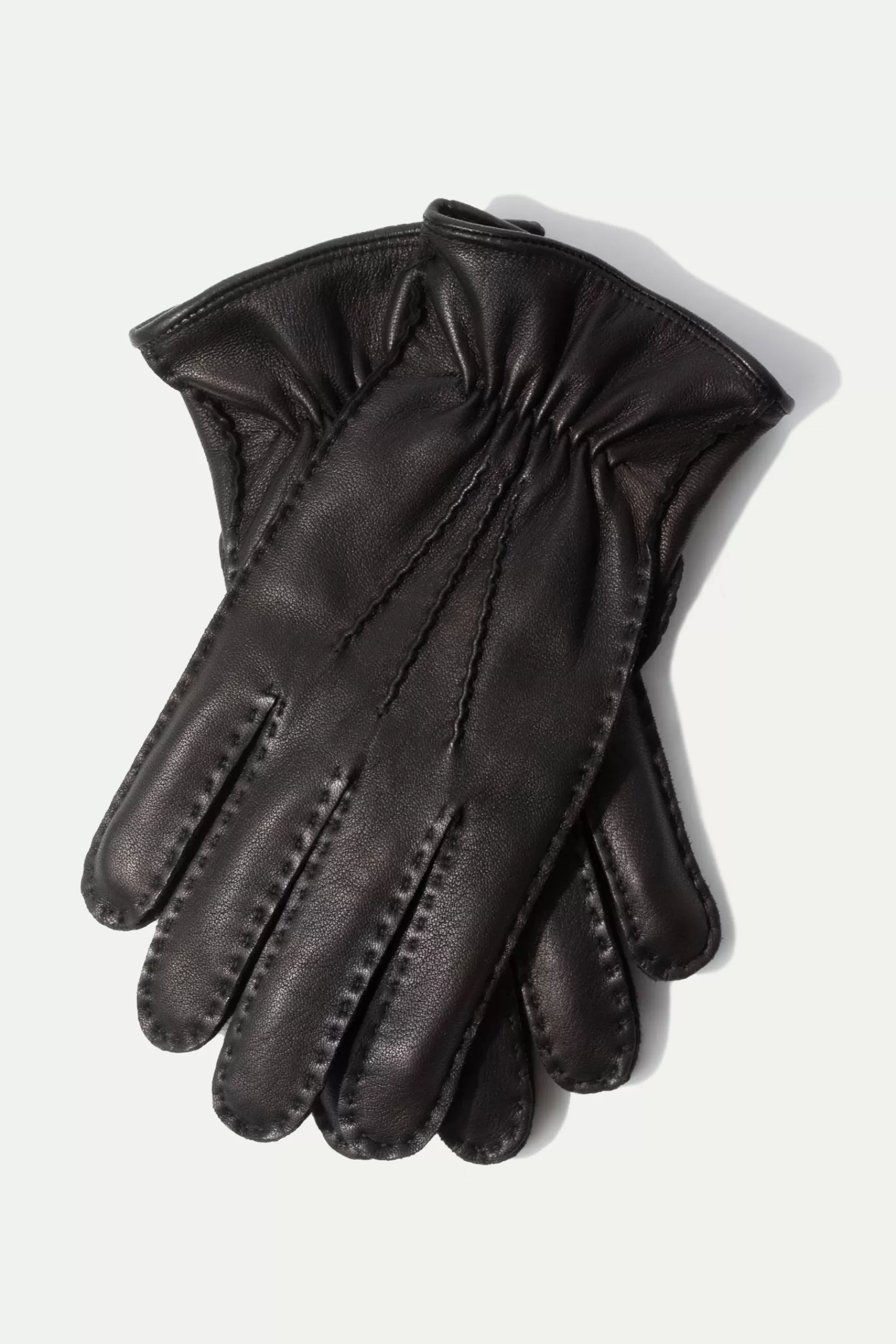 Hot Pini Parma Guanti In Pelle Di Cervo Foderati In Cashmere Nero - Made In Italy
