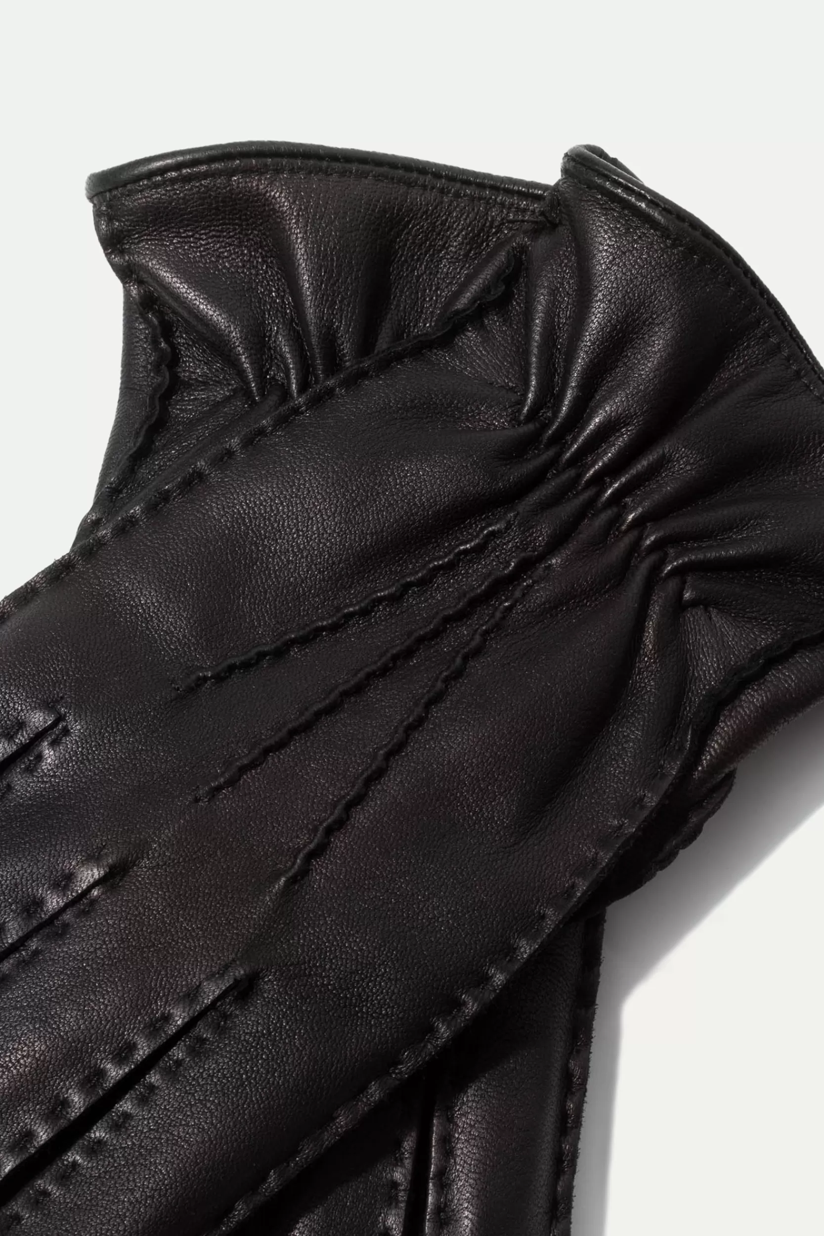 Hot Pini Parma Guanti In Pelle Di Cervo Foderati In Cashmere Nero - Made In Italy