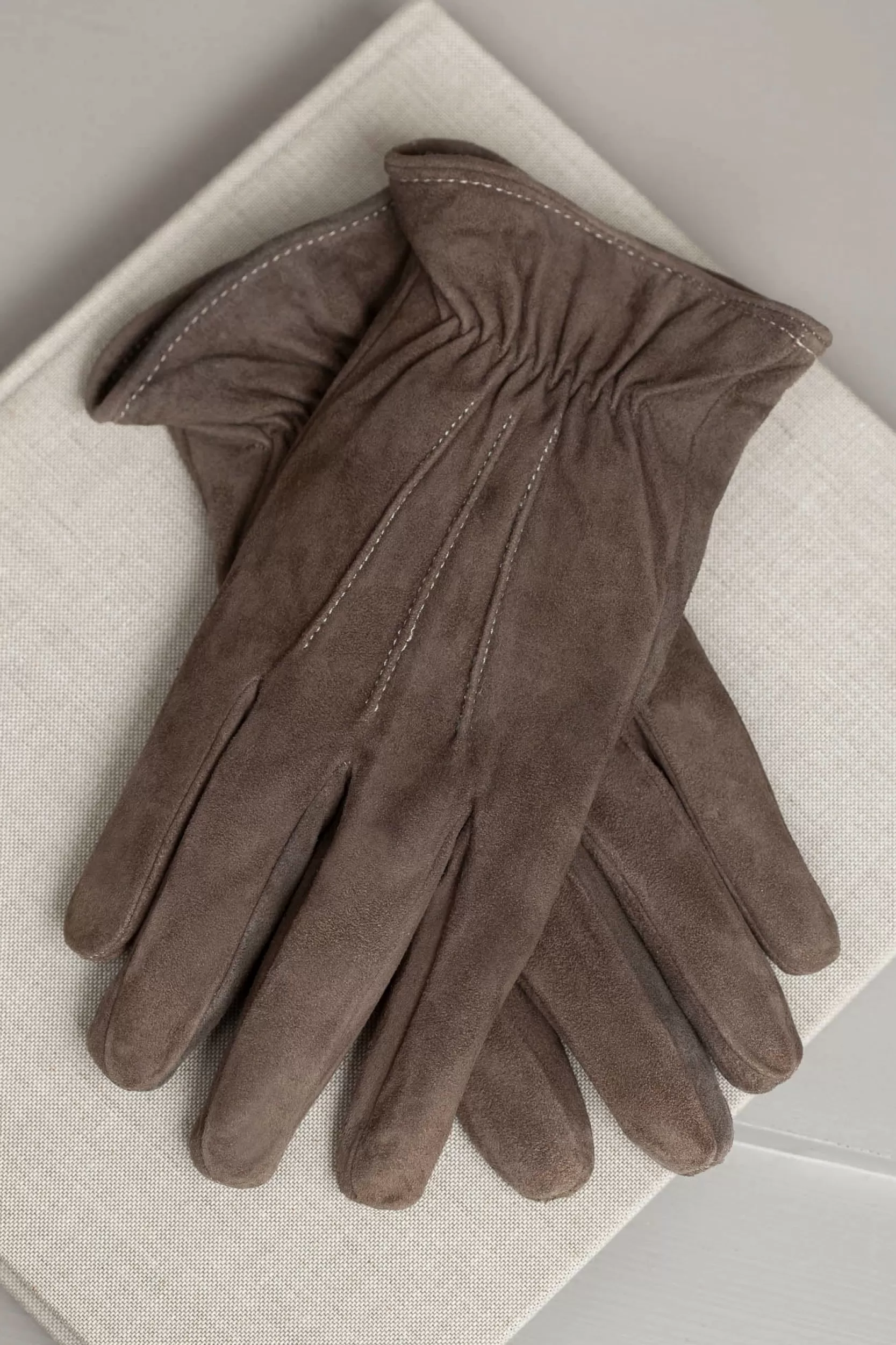 Shop Pini Parma Guanti In Pelle Scamosciata Foderati In Cashmere Color - Made In Italy Talpa