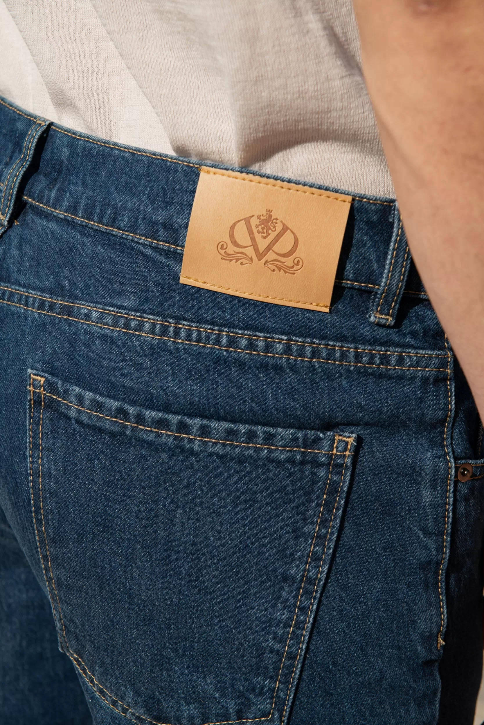 Clearance Pini Parma Jeans Medio - Cotone Candiani - Made In Italy Blu