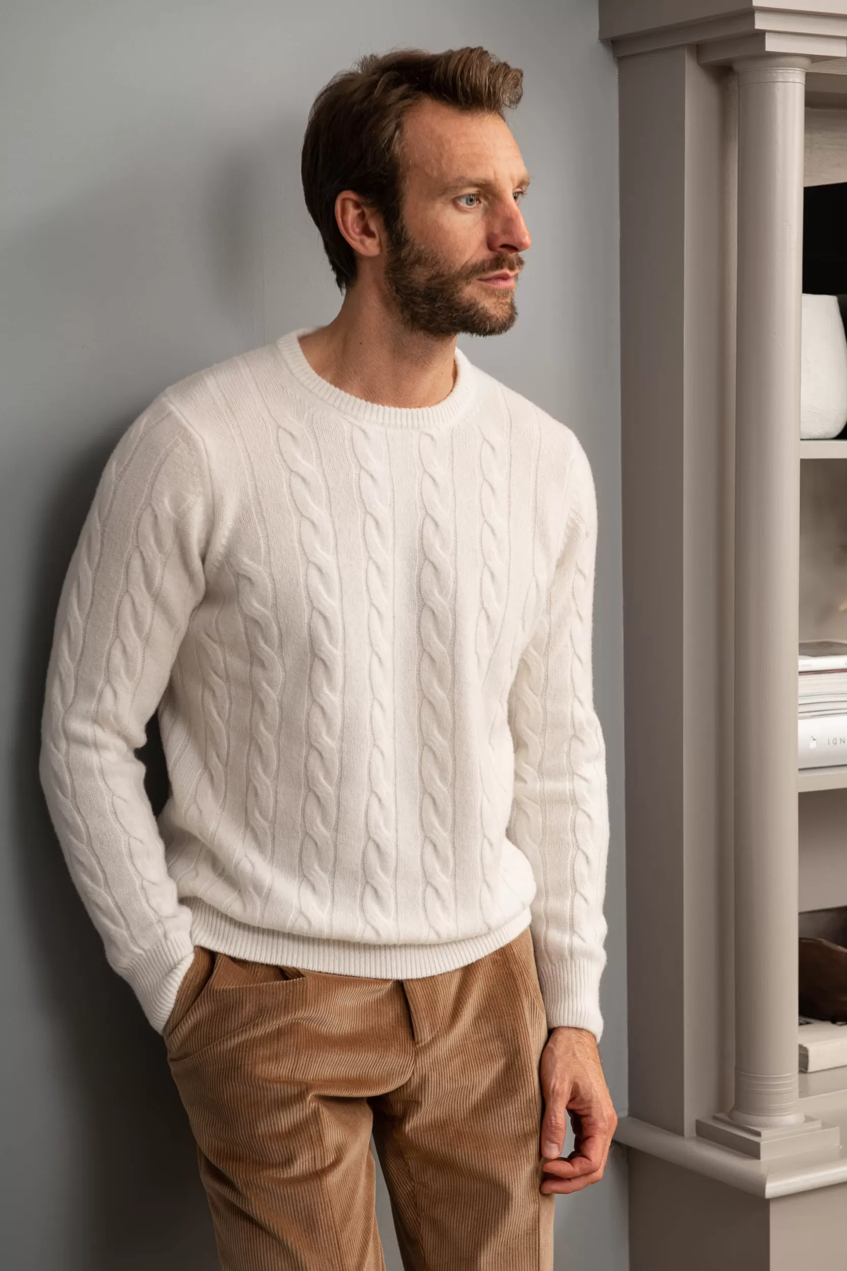 New Pini Parma Maglione Lavorato A Trecce – Made In Italy Bianco