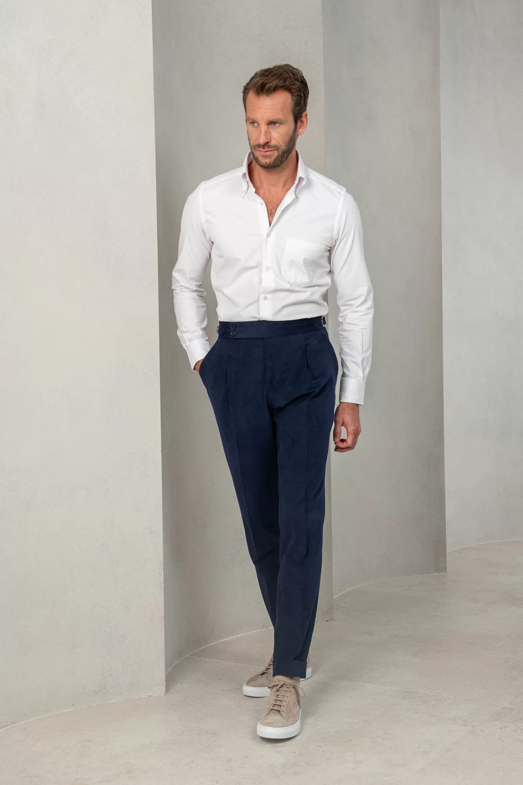 Sale Pini Parma Pantalone In Cotone " Soragna Capsule Collection" - Made In Italy Blu