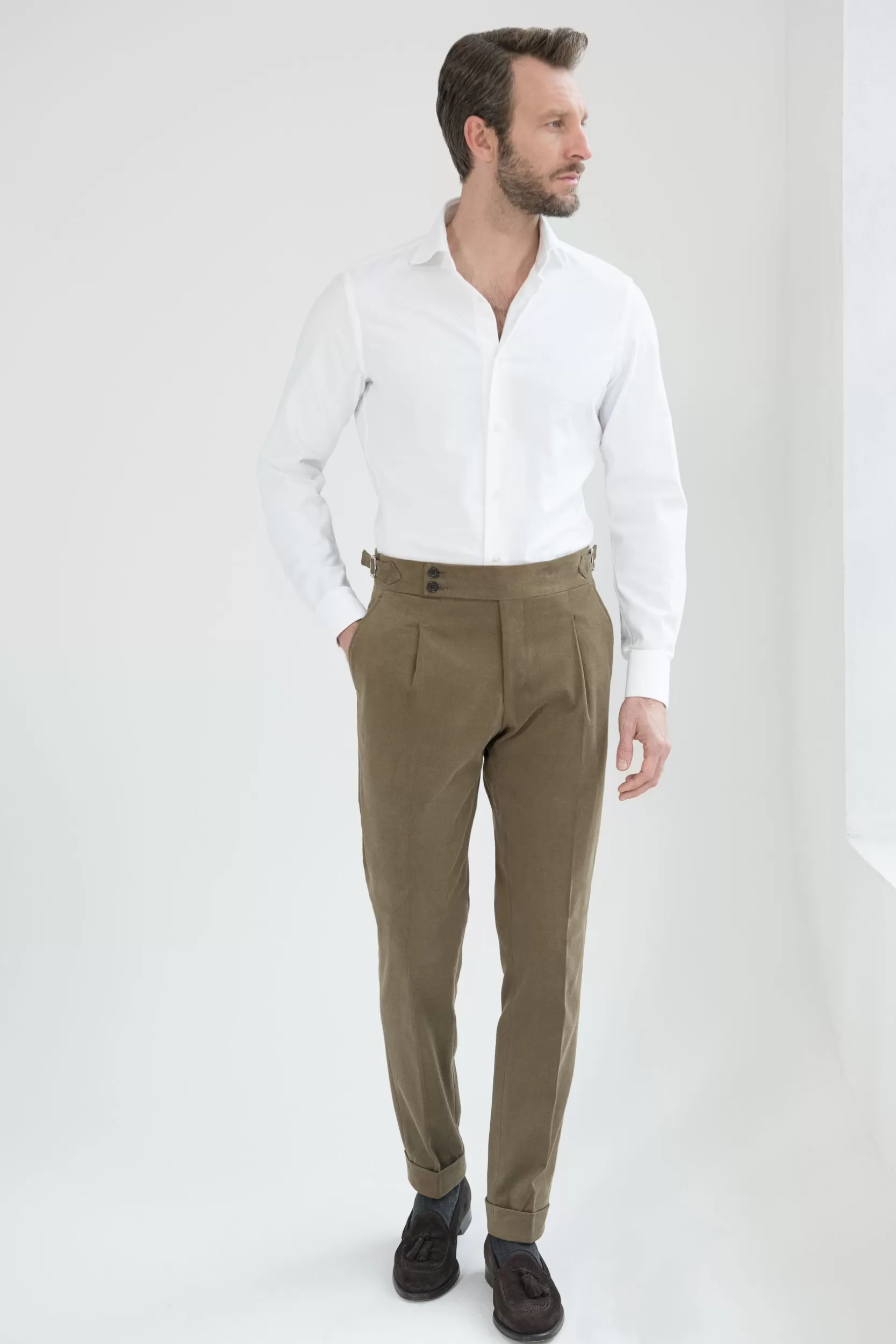 Online Pini Parma Pantalone In Cotone Color Tortora " Soragna Capsule Collection" - Made In Italy Talpa
