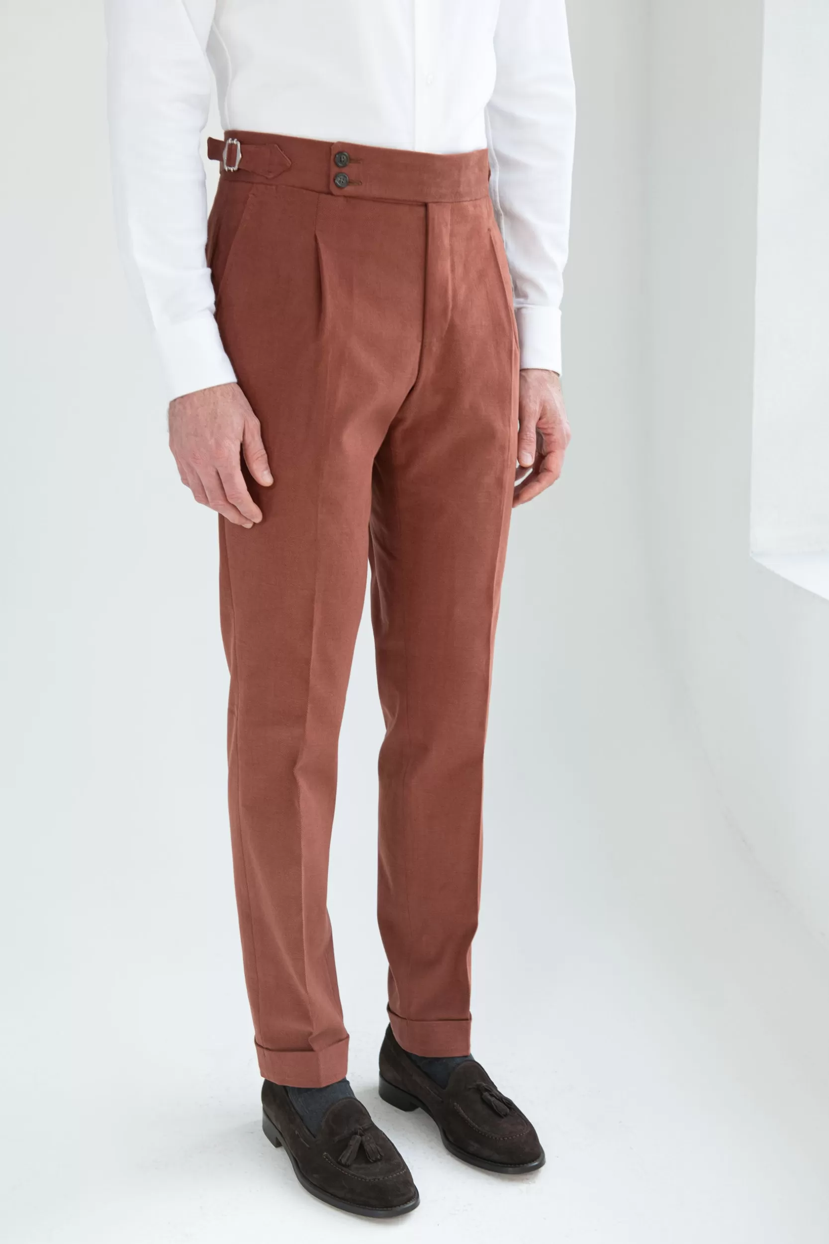 Shop Pini Parma Pantalone In Cotone " Soragna Capsule Collection" - Made In Italy Mattone