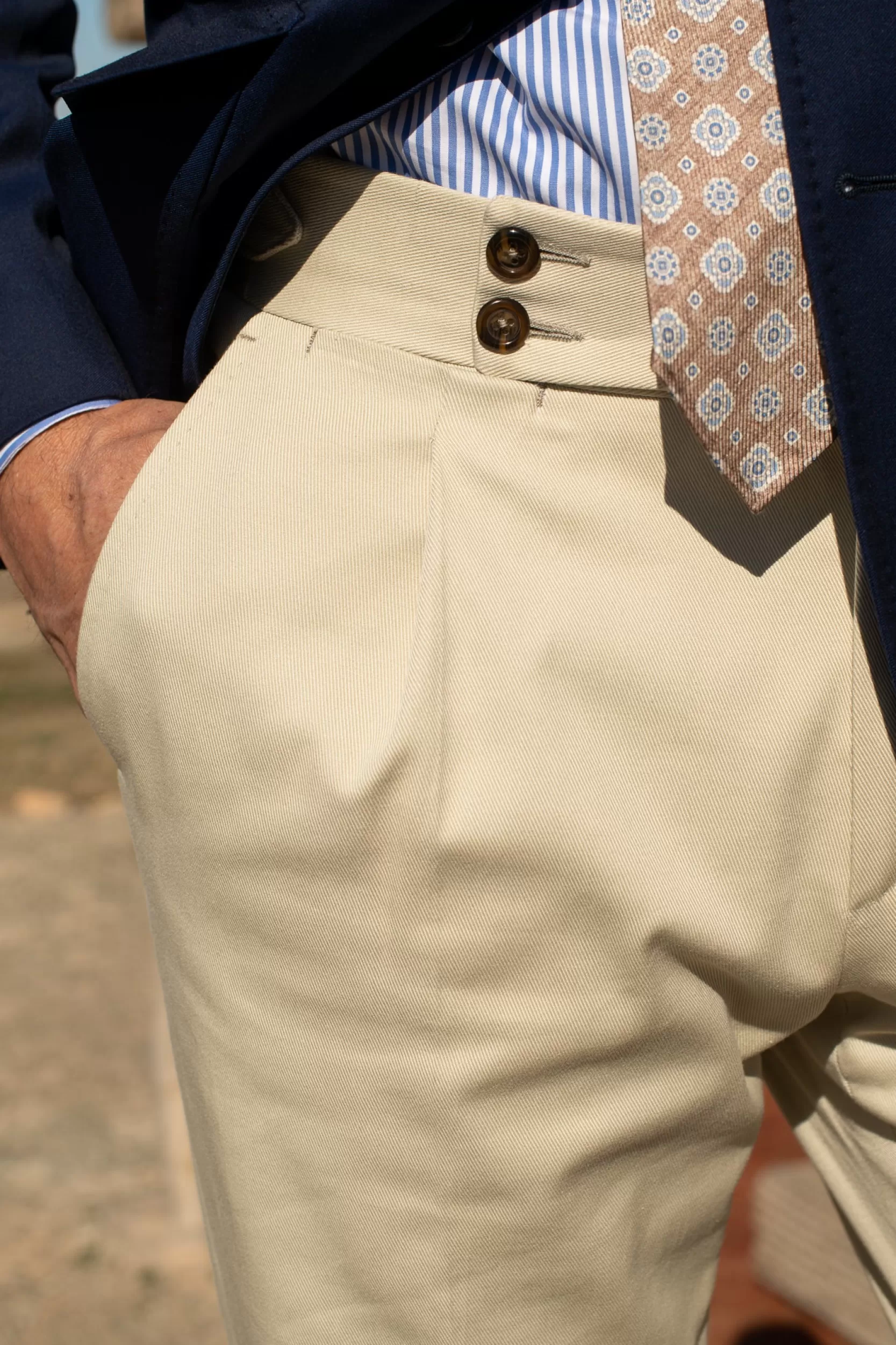 Clearance Pini Parma Pantalone Soragna In Cotone - Made In Italy Beige
