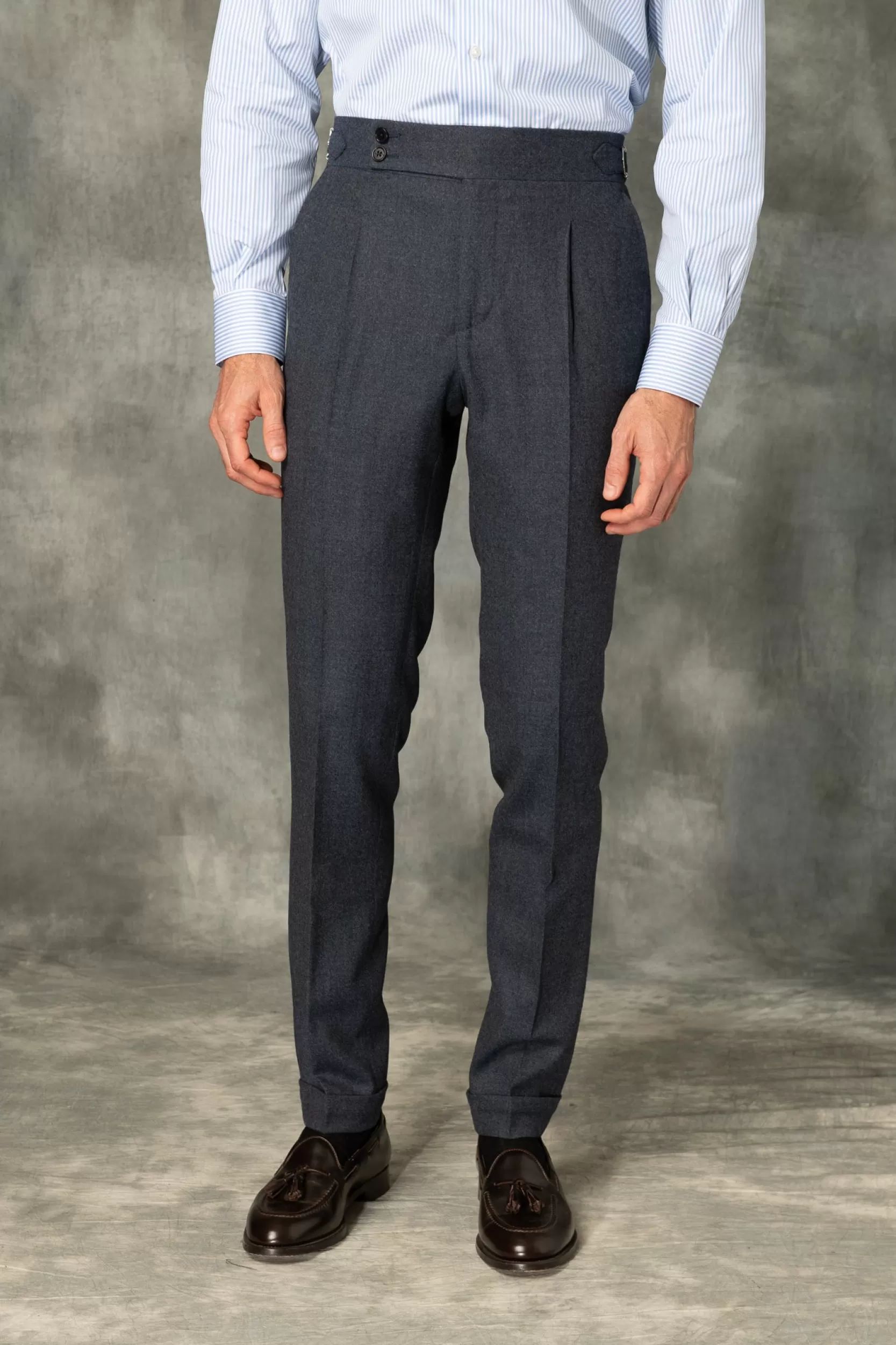 Shop Pini Parma Pantaloni Flanella Avio " Soragna Capsule Collection" – Made In Italy Blue Avio