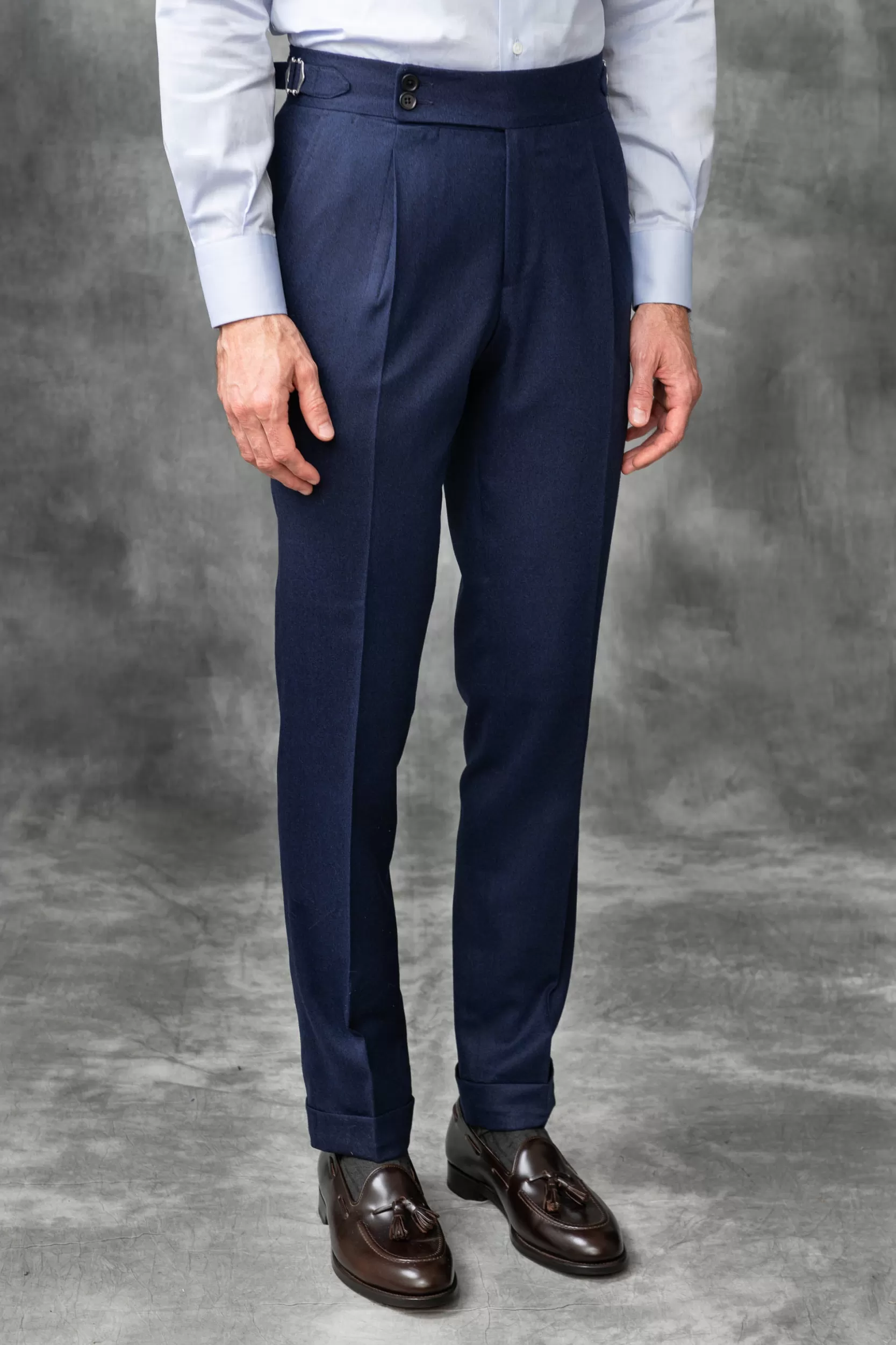 Sale Pini Parma Pantaloni Flanella " Soragna Capsule Collection" – Made In Italy Blu