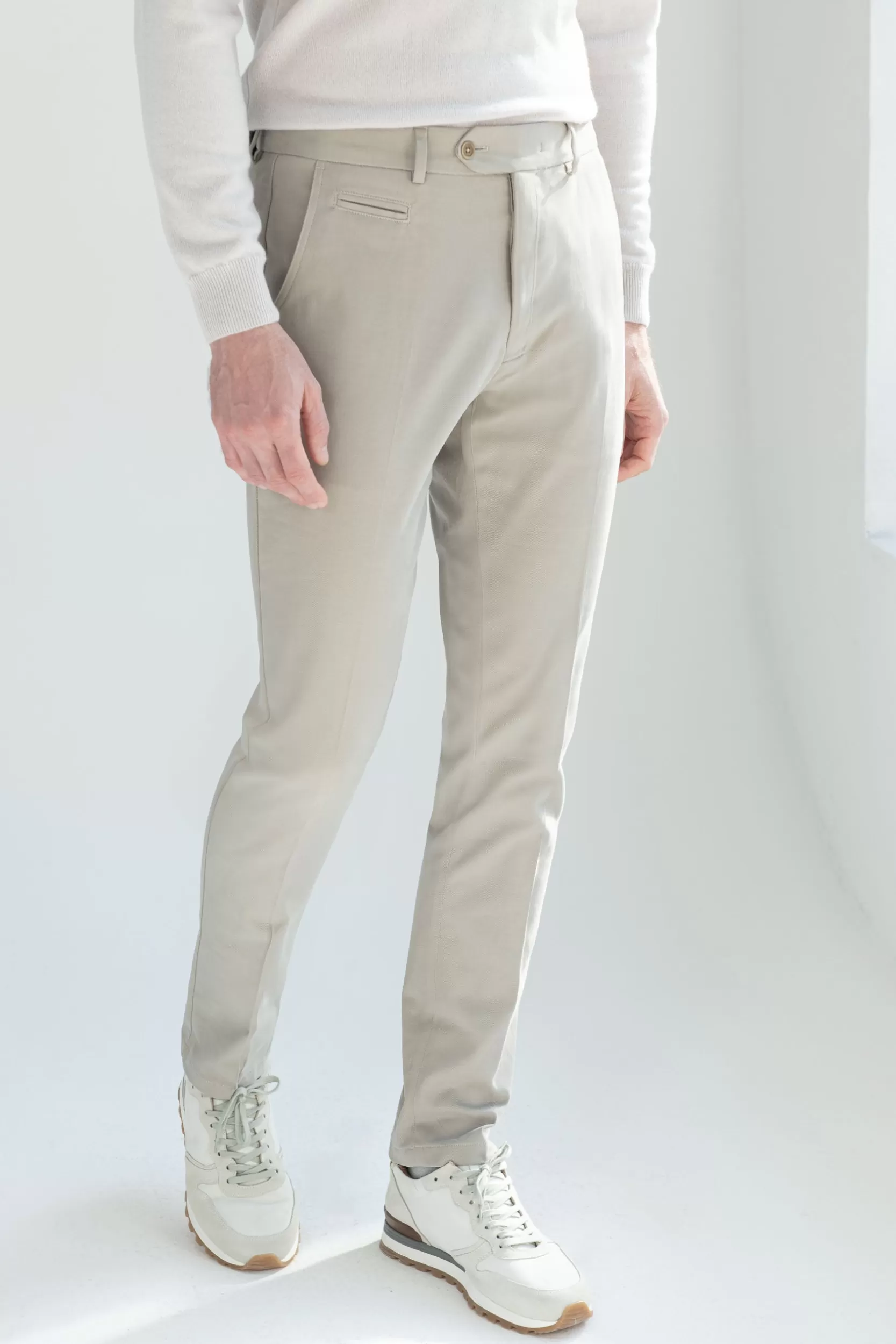 Cheap Pini Parma Pantaloni Garda In Cotone E Cashmere Mastice - Made In Italy Greige