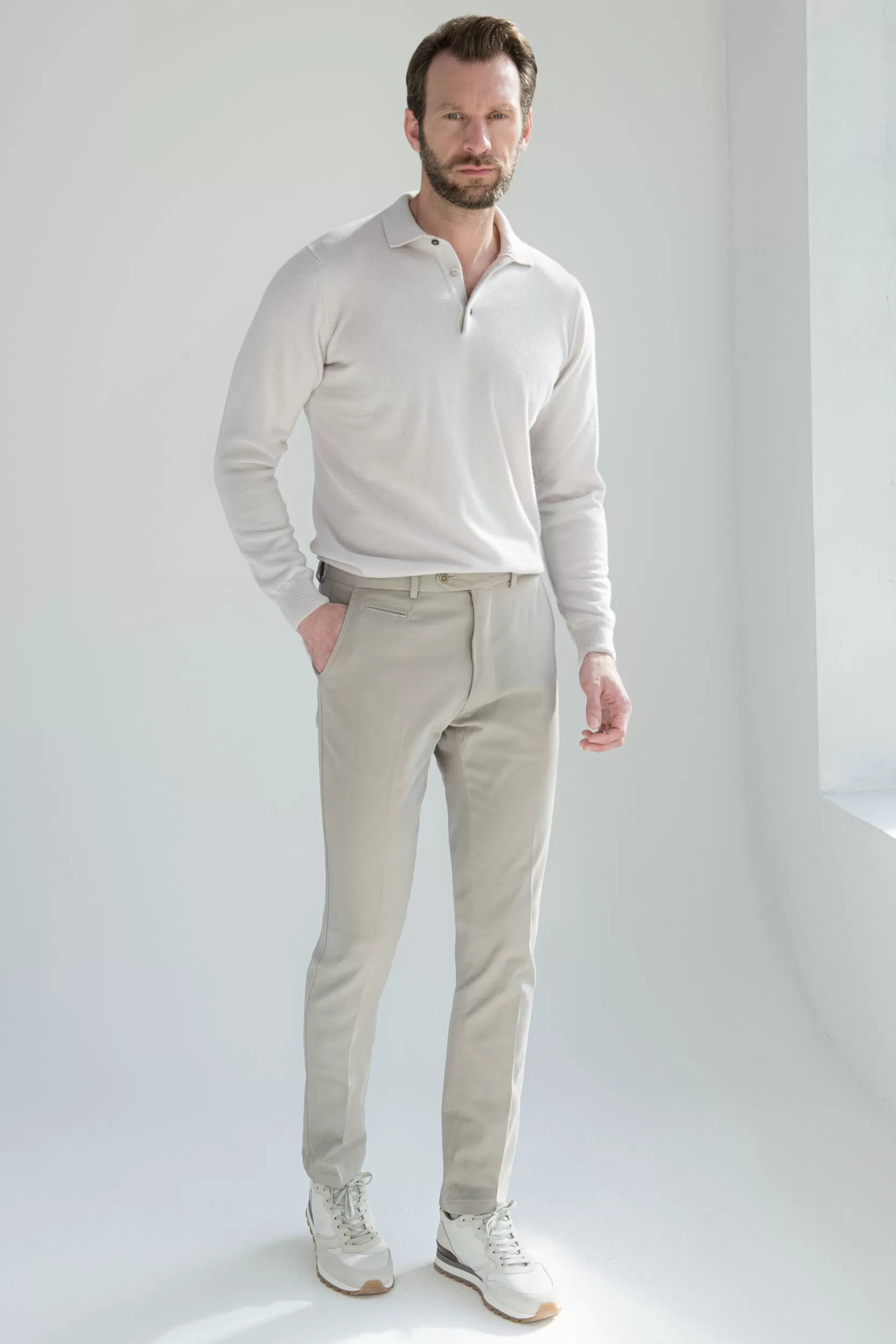 Cheap Pini Parma Pantaloni Garda In Cotone E Cashmere Mastice - Made In Italy Greige