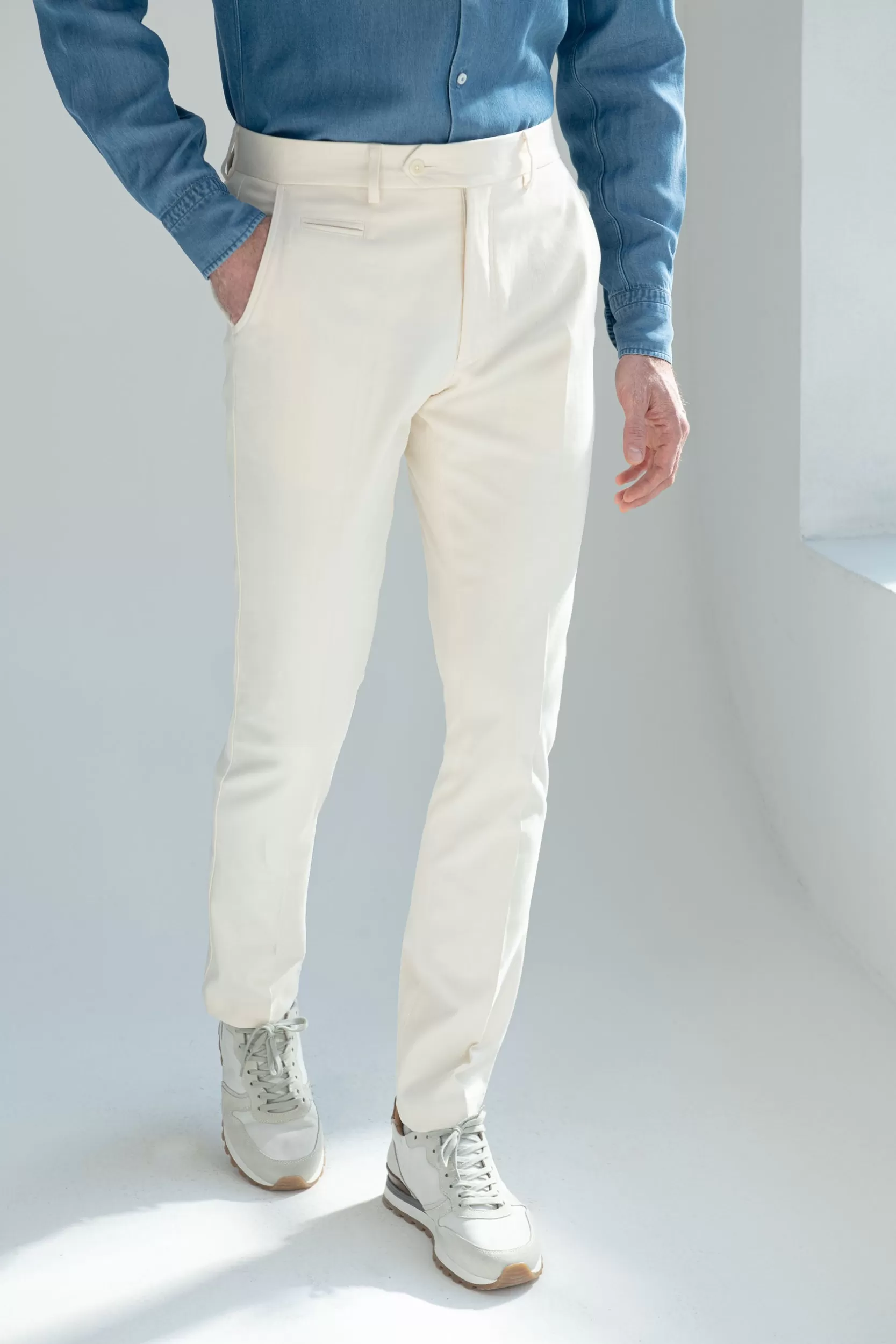 Cheap Pini Parma Pantaloni Garda In Cotone E Cashmere Off-white - Made In Italy Bianco
