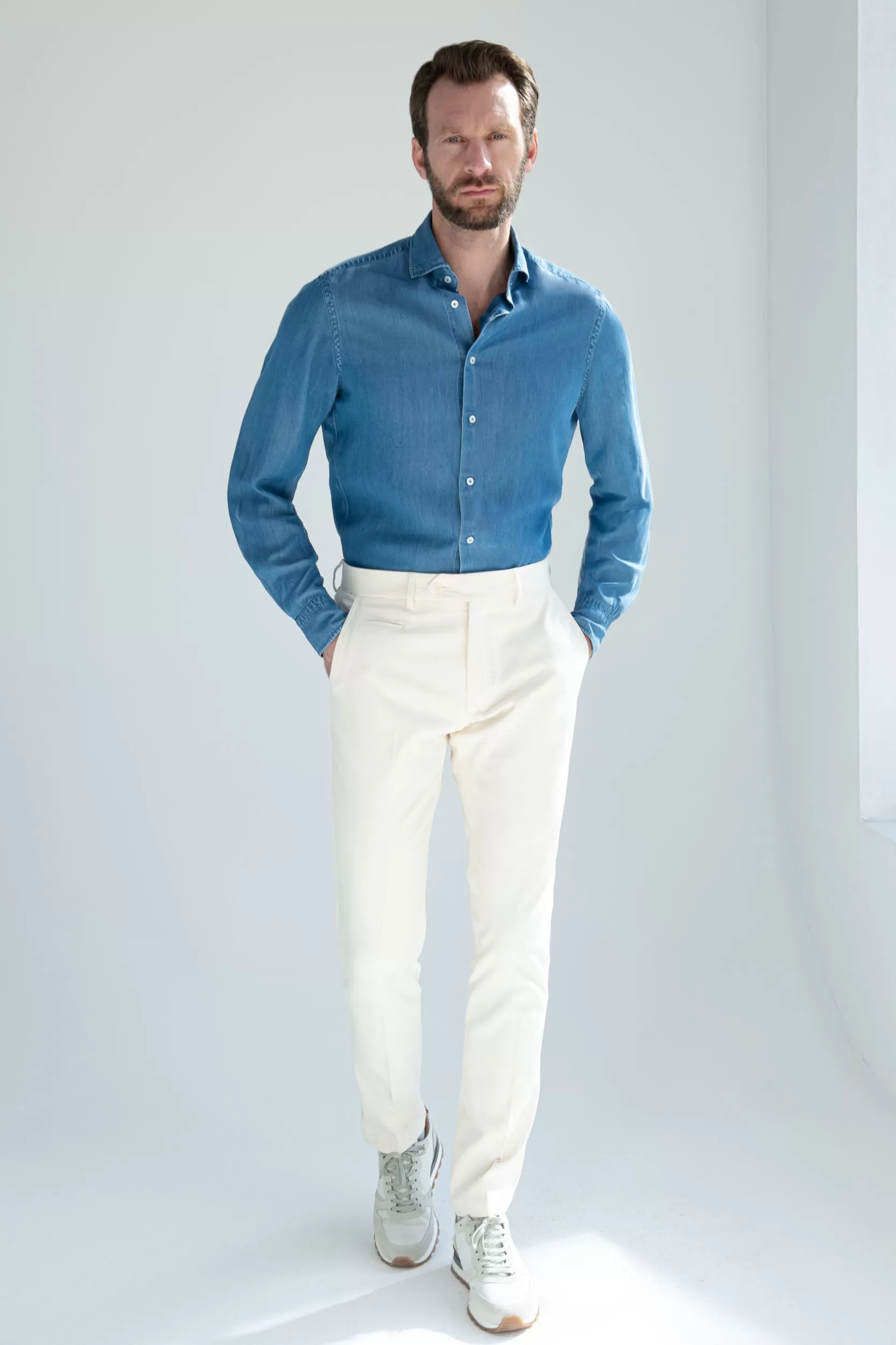 Cheap Pini Parma Pantaloni Garda In Cotone E Cashmere Off-white - Made In Italy Bianco