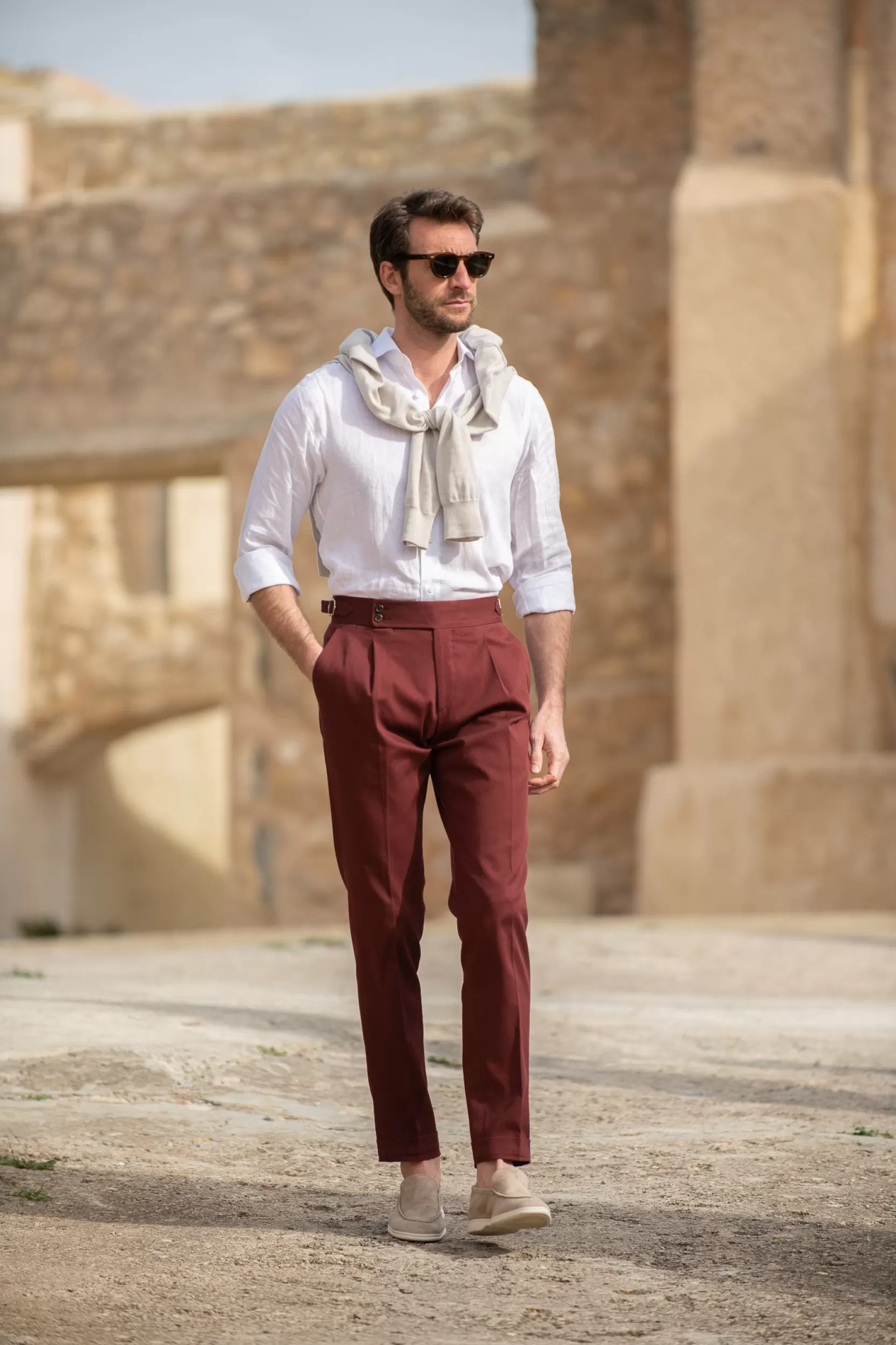 Cheap Pini Parma Pantaloni In Cotone Bordeaux " Soragna Capsule Collection" - Made In Italy Borgogna