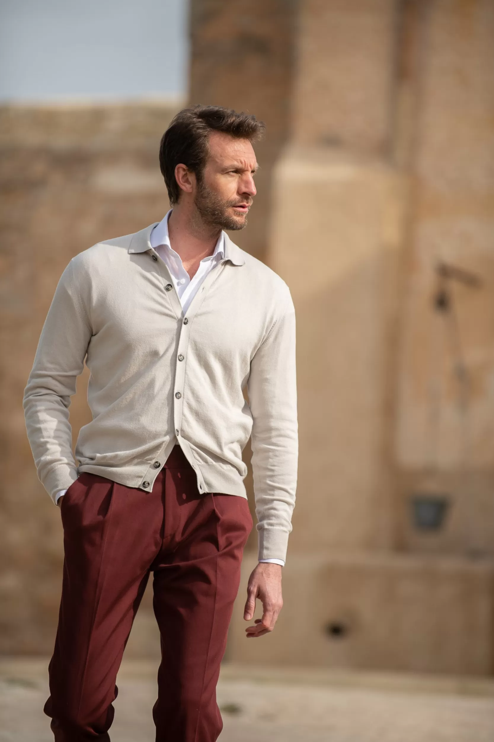 Cheap Pini Parma Pantaloni In Cotone Bordeaux " Soragna Capsule Collection" - Made In Italy Borgogna