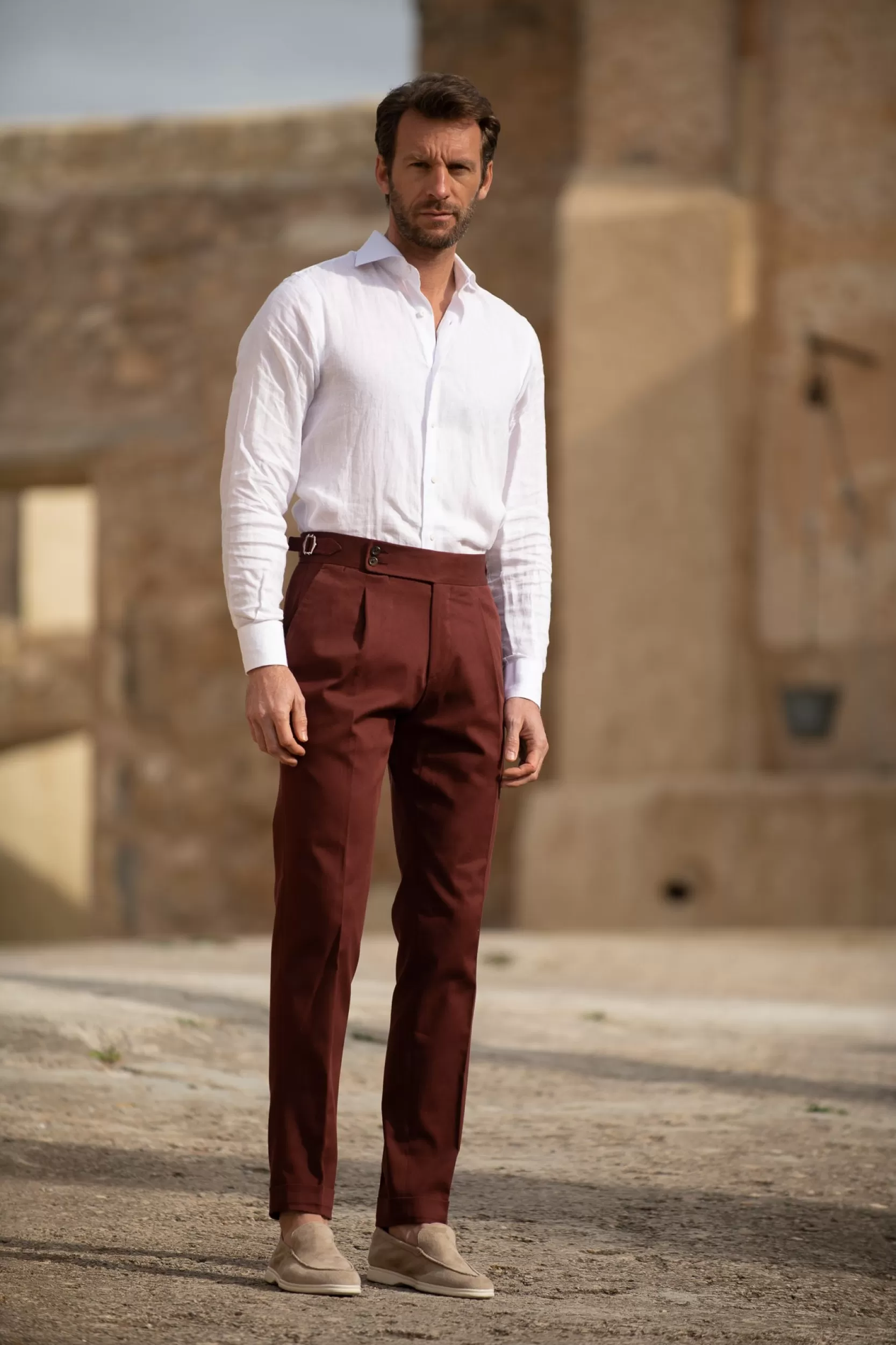 Cheap Pini Parma Pantaloni In Cotone Bordeaux " Soragna Capsule Collection" - Made In Italy Borgogna