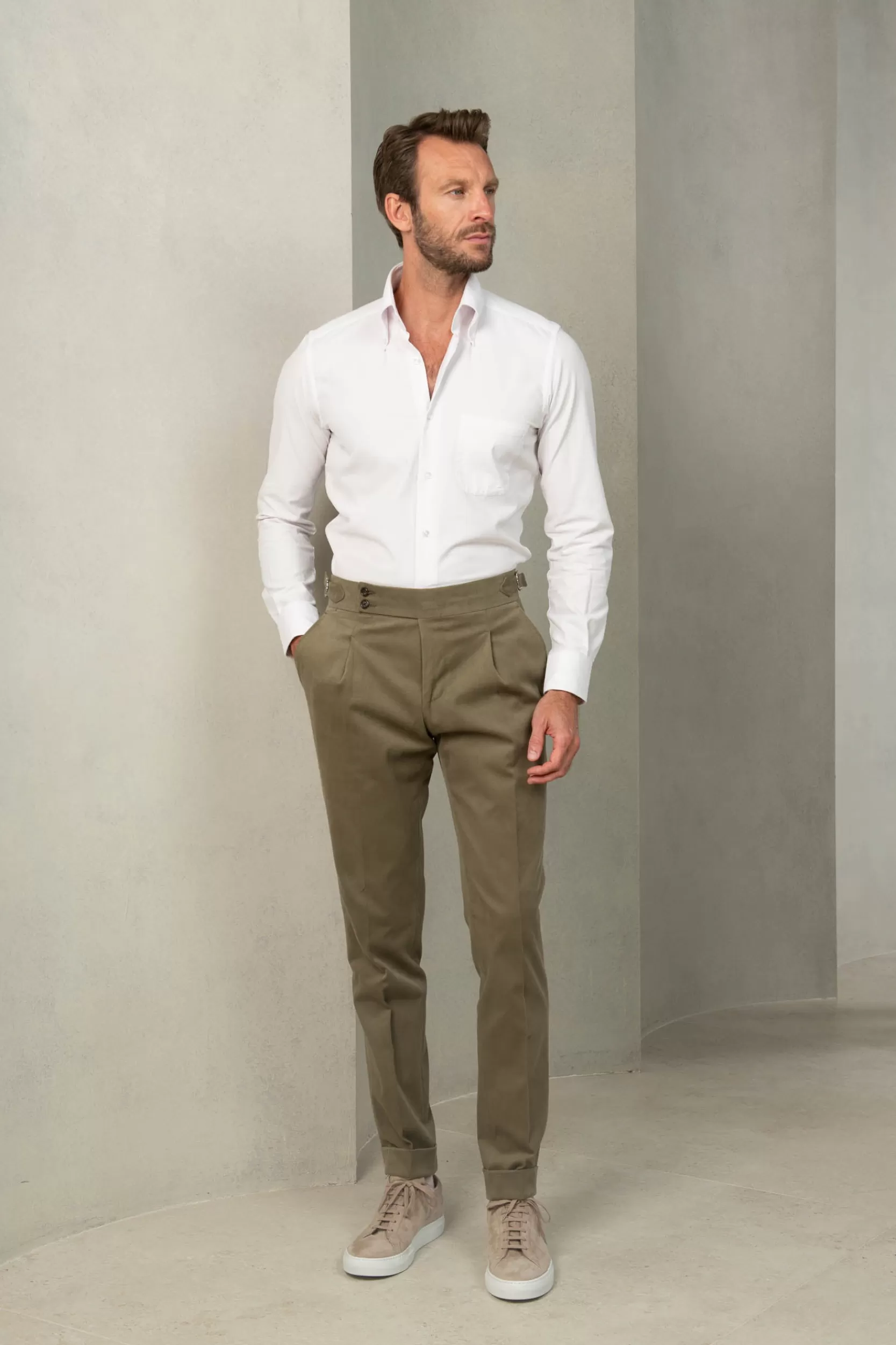 Store Pini Parma Pantaloni In Cotone Color Cachi " Soragna Capsule Collection" - Made In Italy