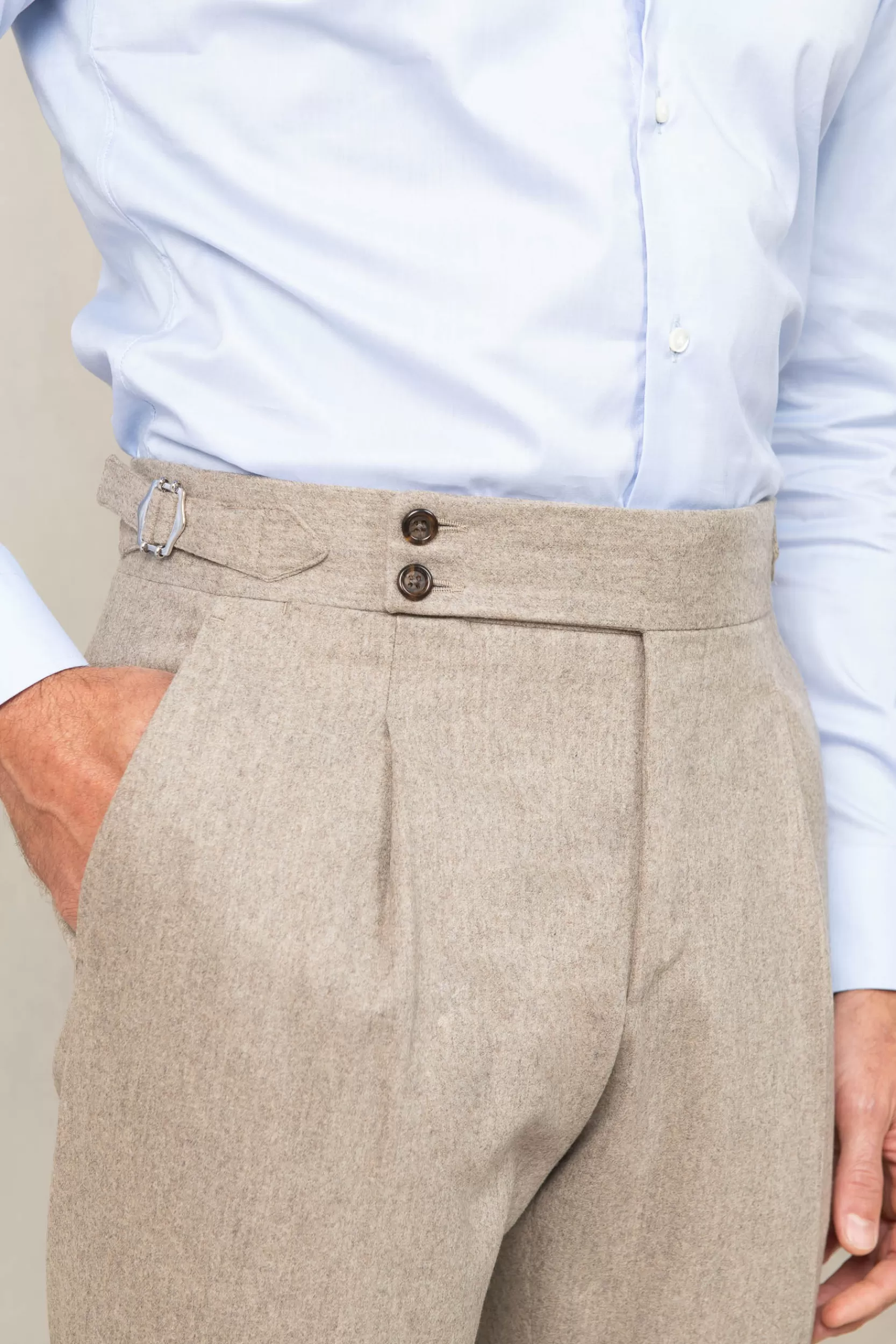 Hot Pini Parma Pantaloni In Flanella " Soragna Capsule Collection" – Made In Italy Beige