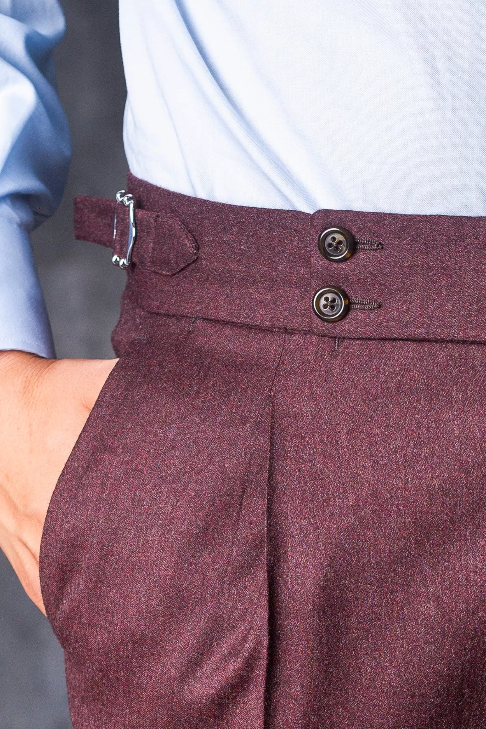 New Pini Parma Pantaloni In Flanella Bordeaux " Soragna Capsule Collection" – Made In Italy Borgogna