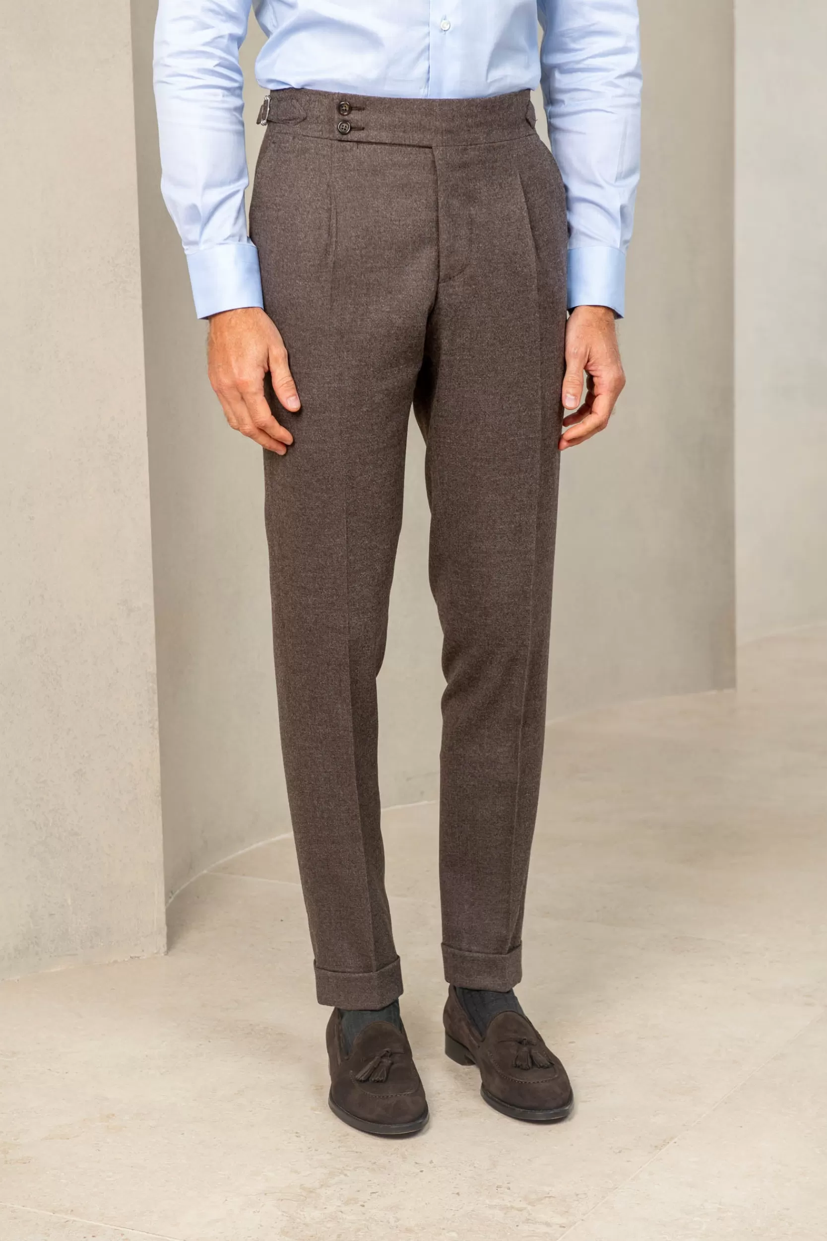 Shop Pini Parma Pantaloni In Flanella " Soragna Capsule Collection" – Made In Italy Marrone