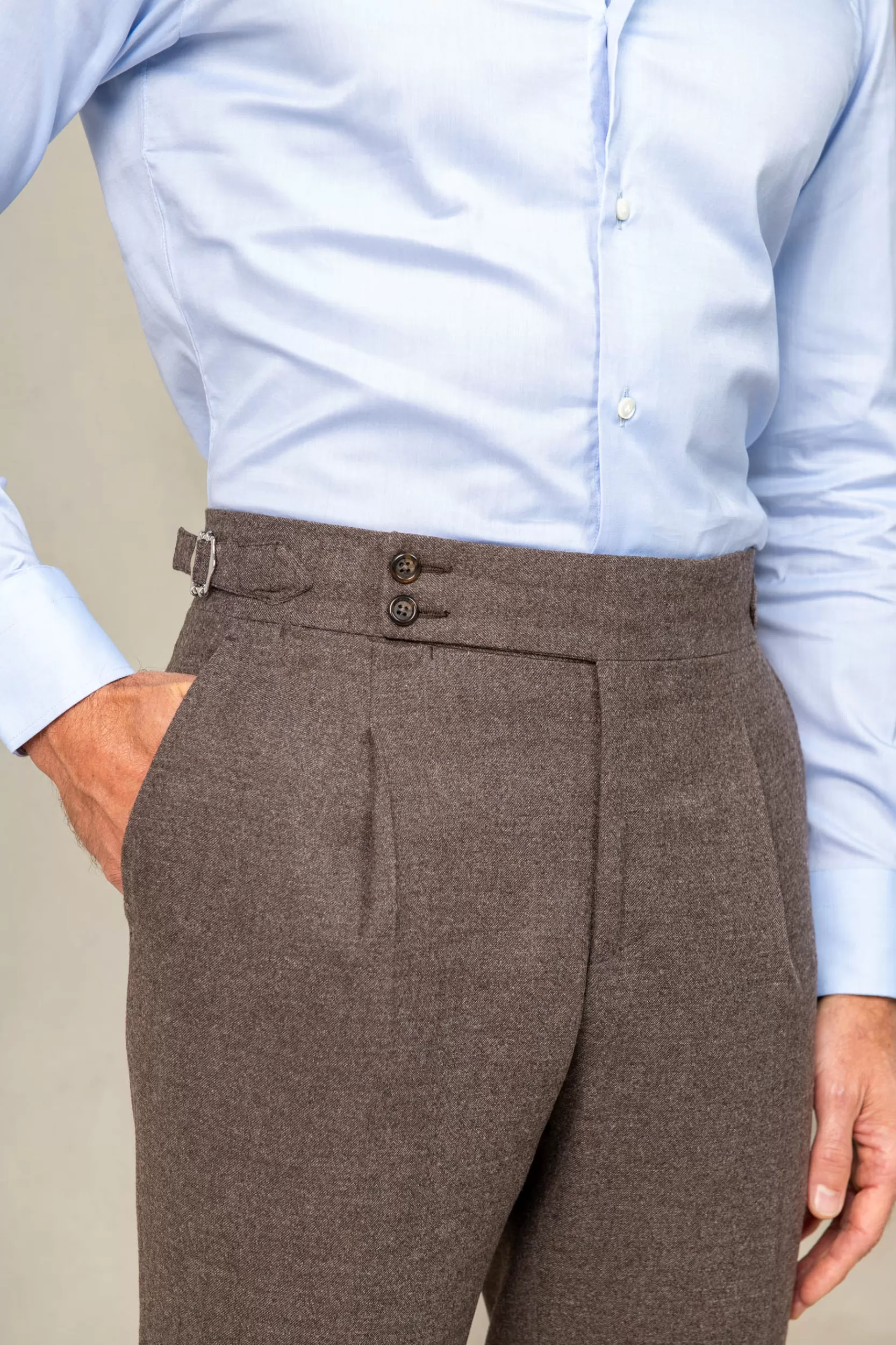 Shop Pini Parma Pantaloni In Flanella " Soragna Capsule Collection" – Made In Italy Marrone
