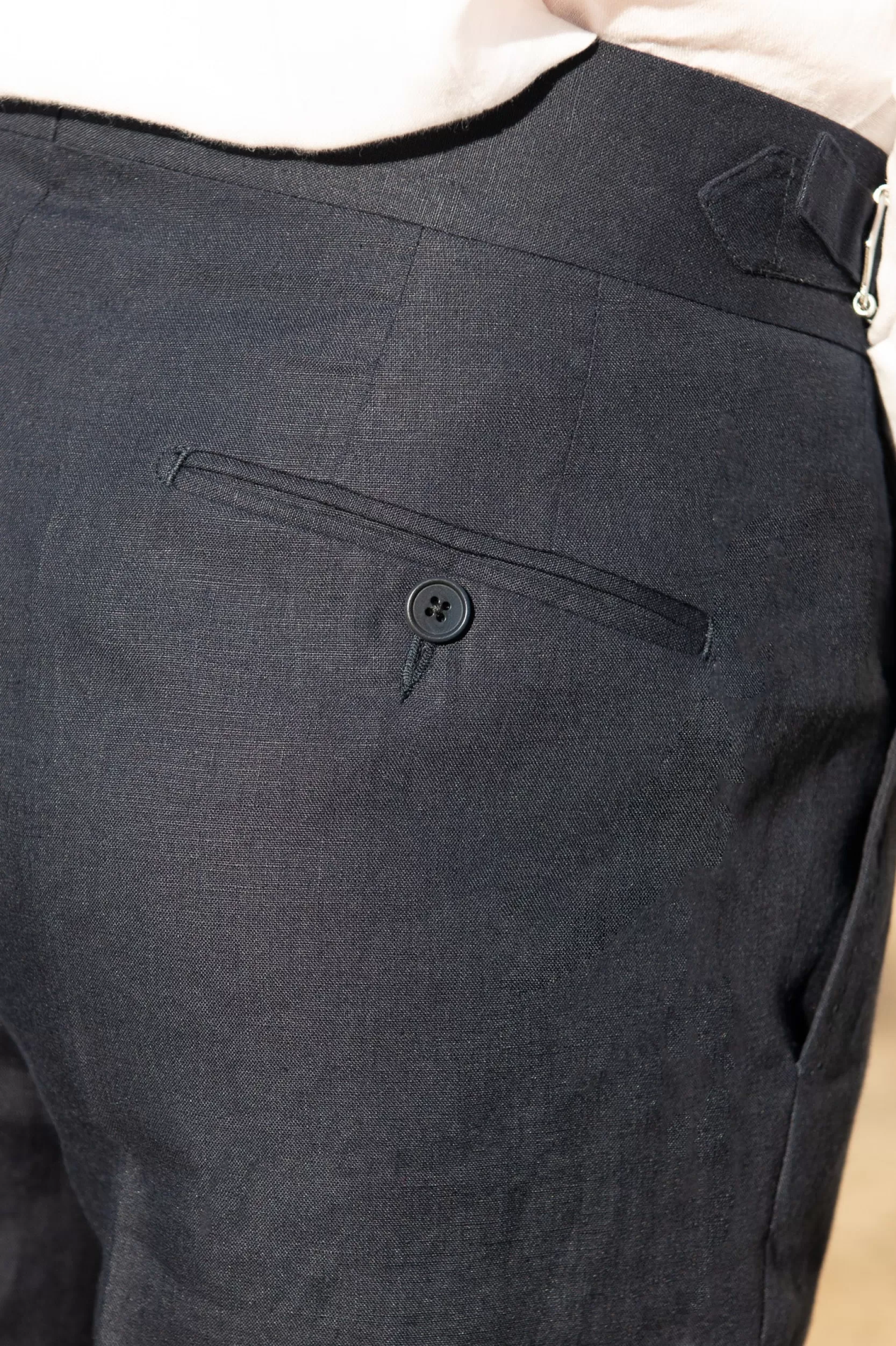 Fashion Pini Parma Pantaloni In Lino " Soragna Capsule Collection" - Made In Italy Blu