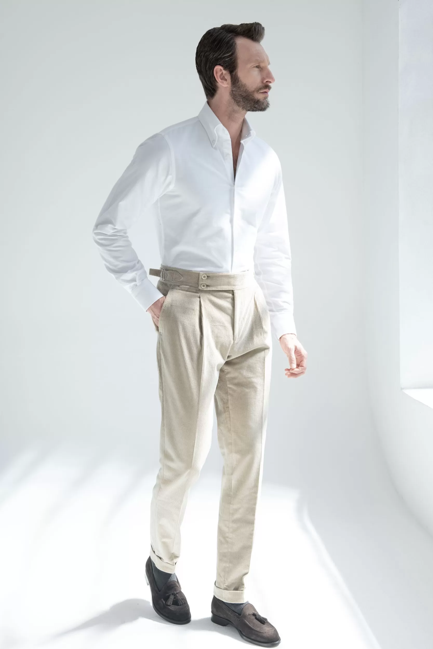Sale Pini Parma Pantaloni In Velluto A Coste " Soragna Capsule Collection" - Made In Italy Beige