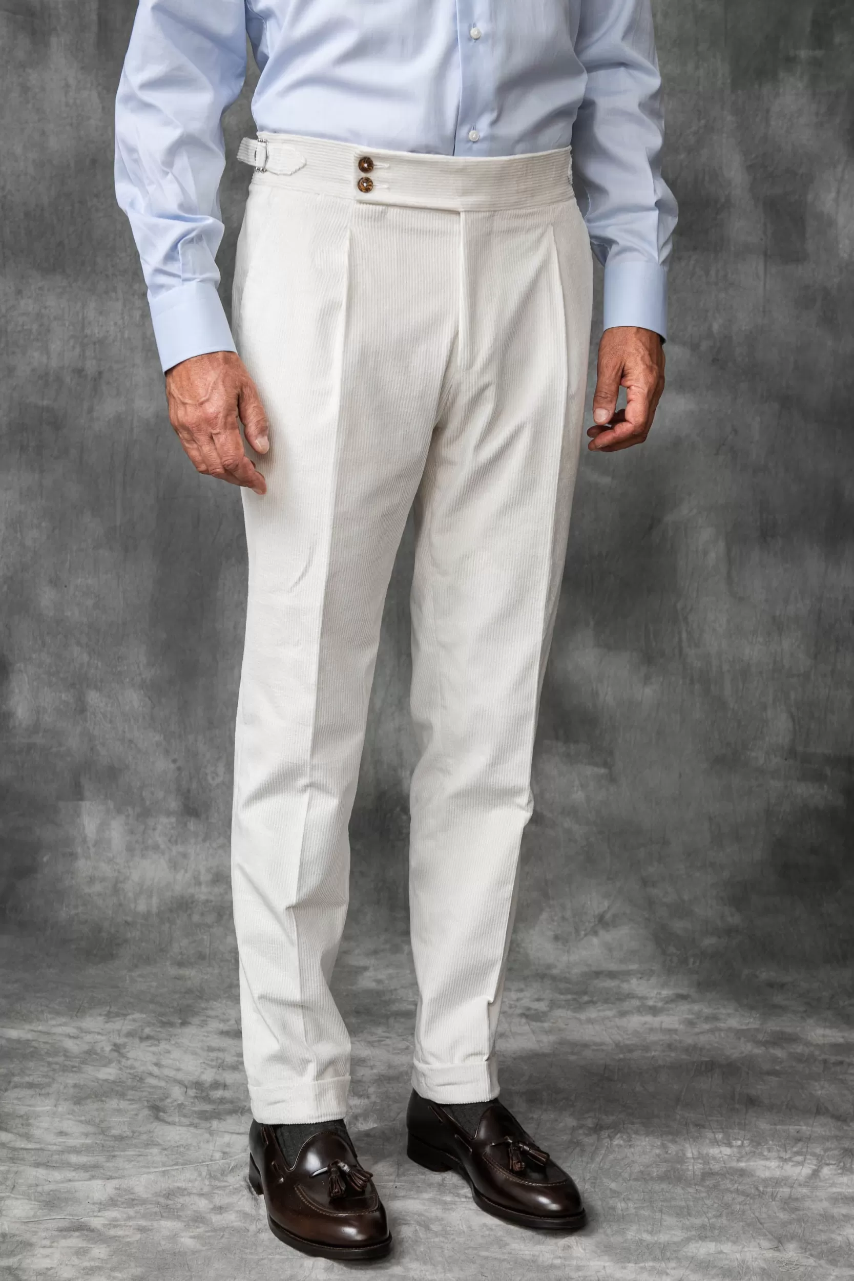 Flash Sale Pini Parma Pantaloni In Velluto A Coste " Soragna Capsule Collection" - Made In Italy Bianco