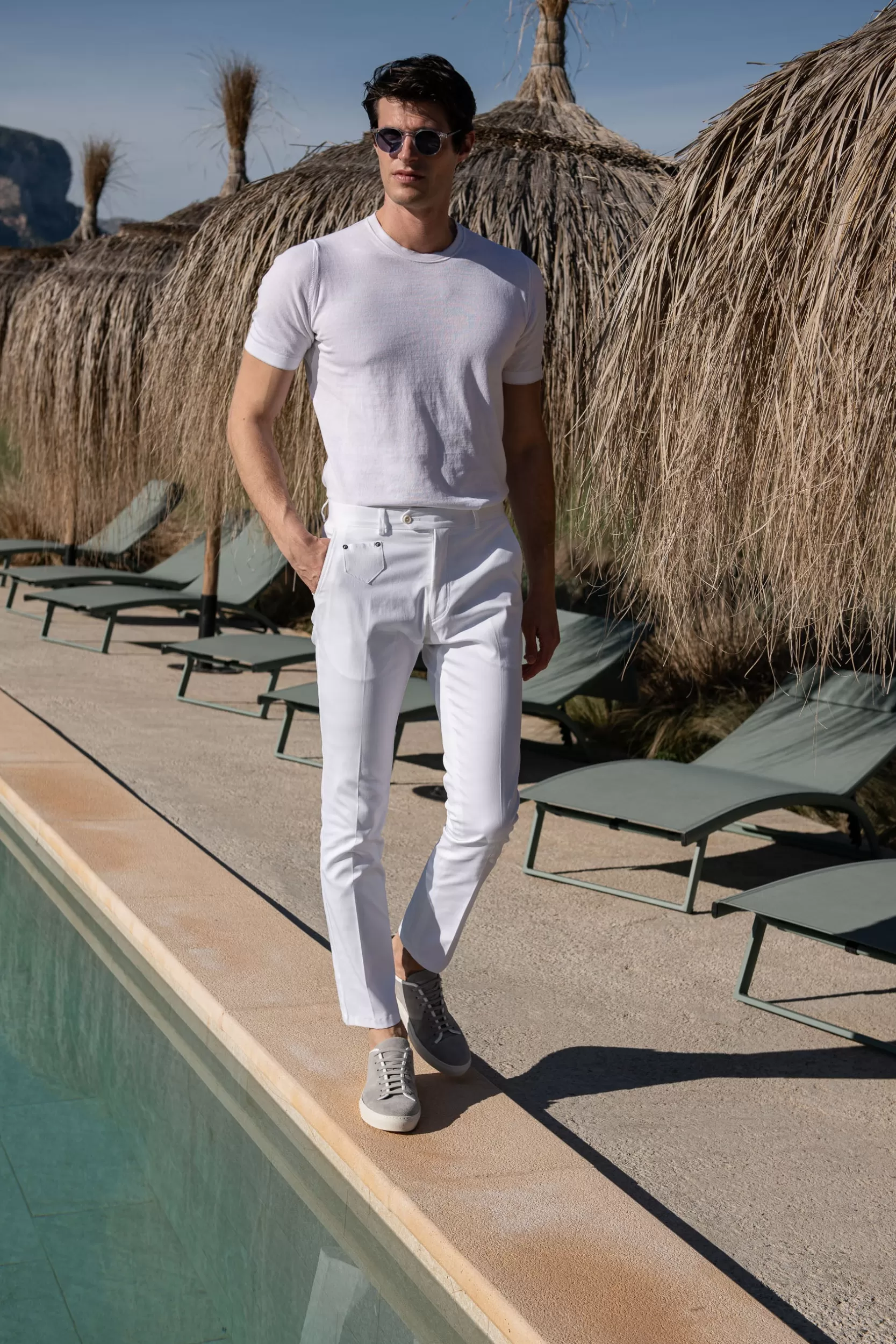 Best Sale Pini Parma Pantaloni Sirmione In Cotone - Made In Italy Bianco